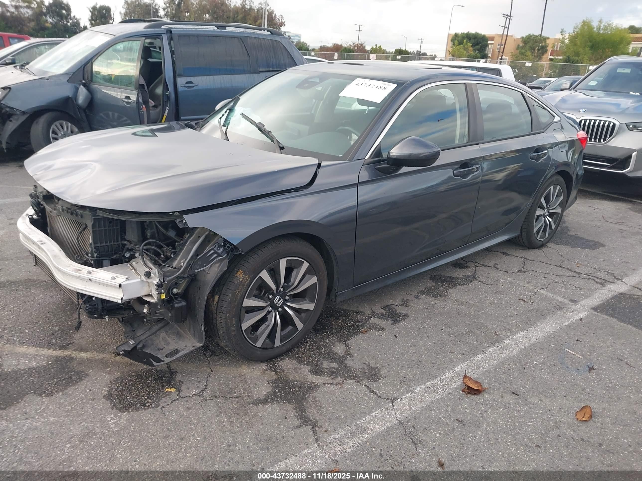 2022 Honda Civic Ex Серый vin: 2HGFE1F77NH318577