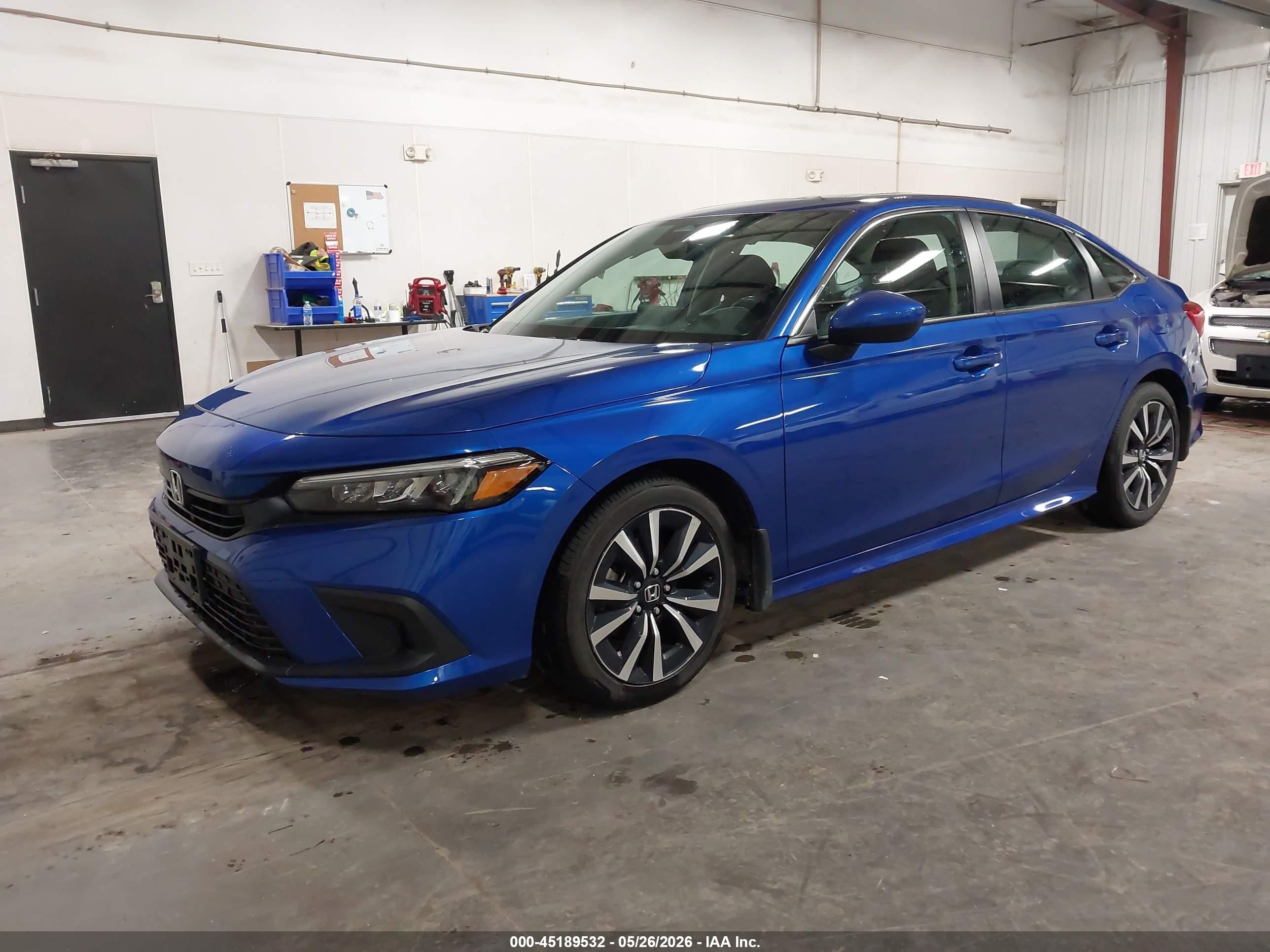 2022 Honda Civic Ex Blue vin: 2HGFE1F79NH307659