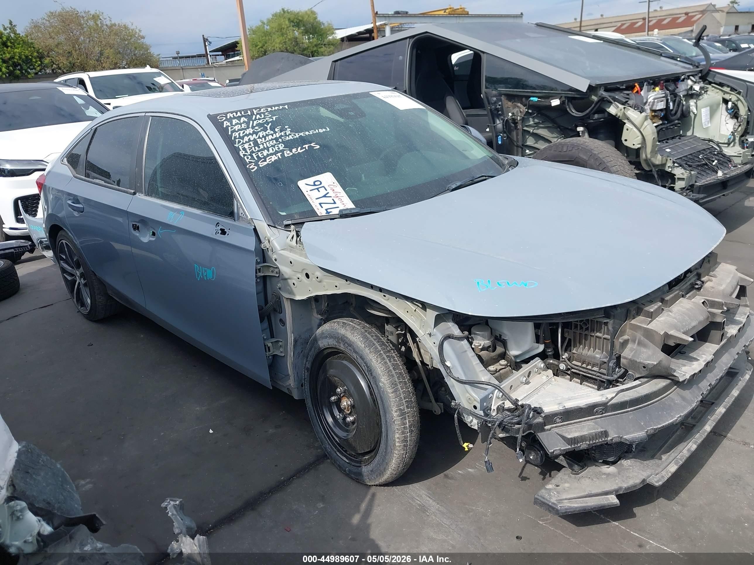 2023 Honda Civic Touring Серый vin: 2HGFE1F98PH308404