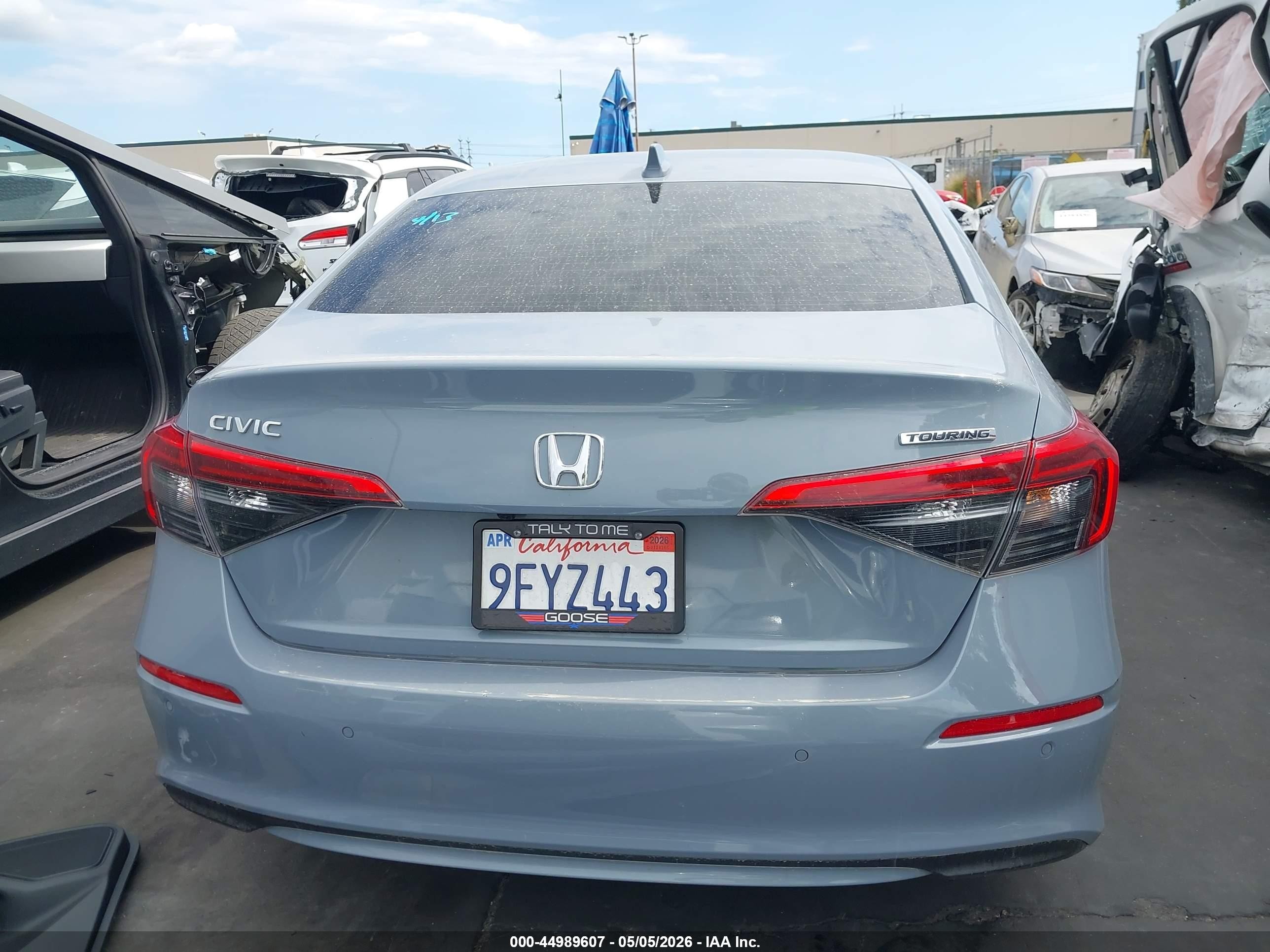 2023 Honda Civic Touring Gray vin: 2HGFE1F98PH308404