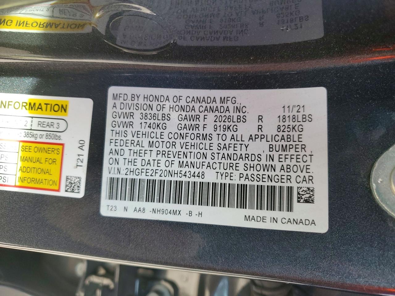 2022 Honda Civic Lx Gray vin: 2HGFE2F20NH543448