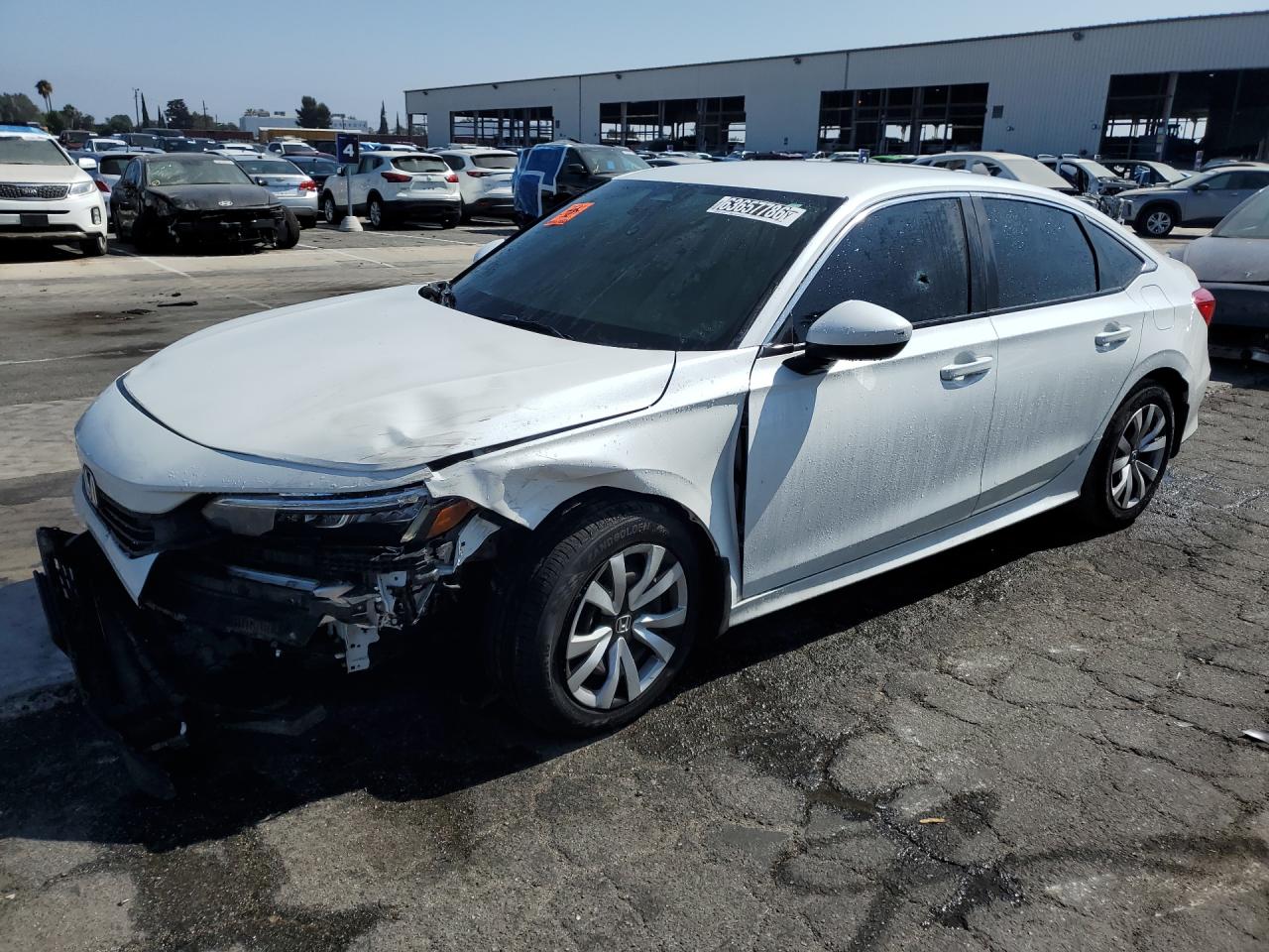 2022 Honda Civic Lx White vin: 2HGFE2F20NH544454 Damage: Left Front Fender, Dent(S) W/ Paint Dmg, > 12 Inches
