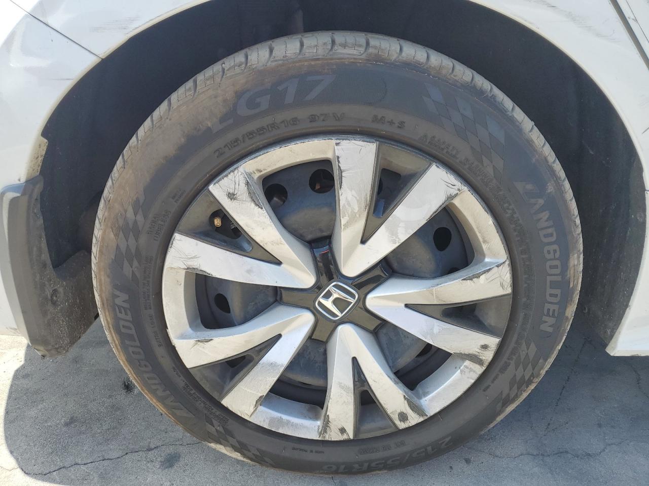 2022 Honda Civic Lx White vin: 2HGFE2F20NH544454 Damage: Right Rear Wheel Cover, Curb Rash, > 12 Inches