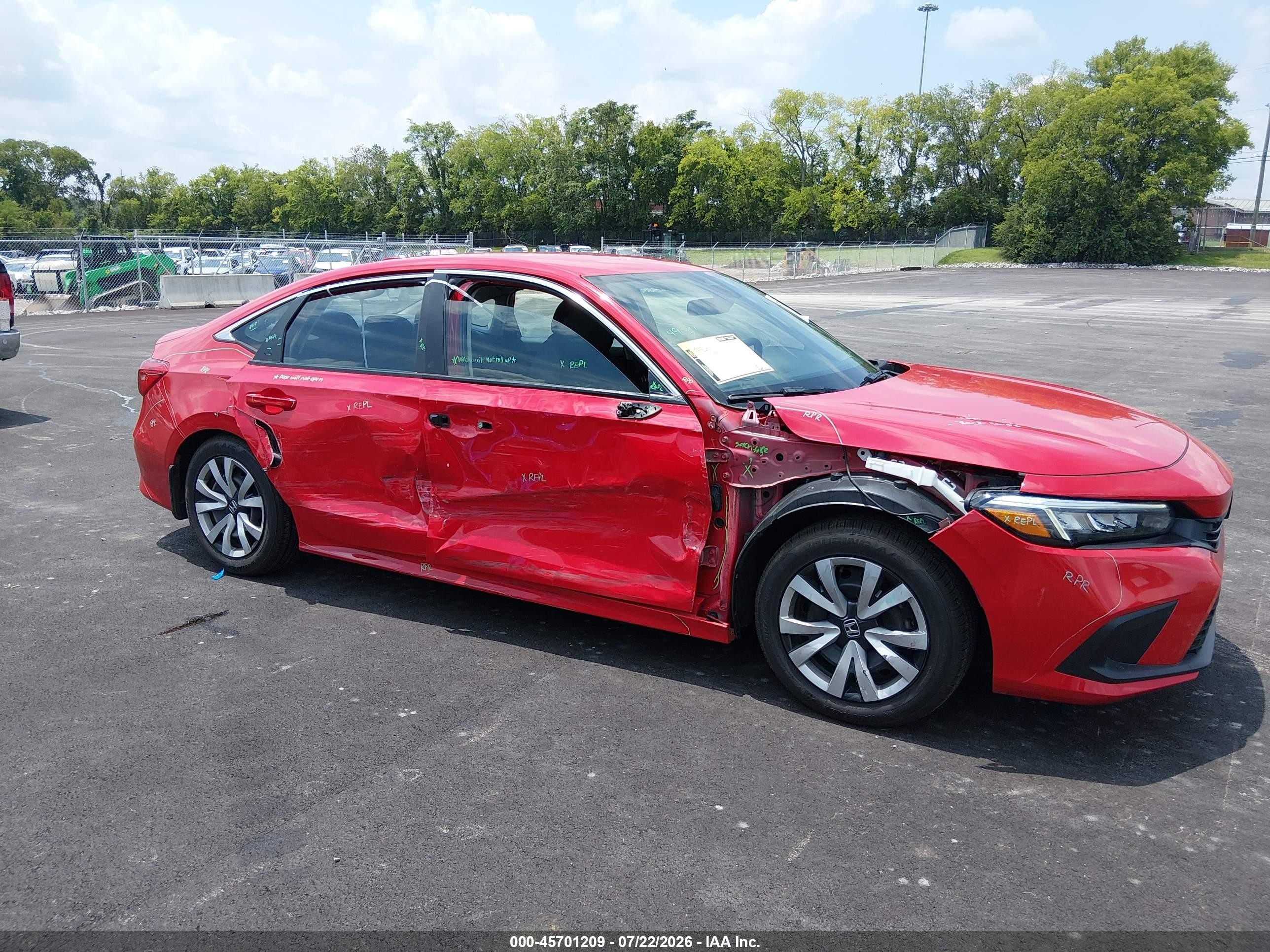 2023 Honda Civic Lx Red vin: 2HGFE2F28PH554541