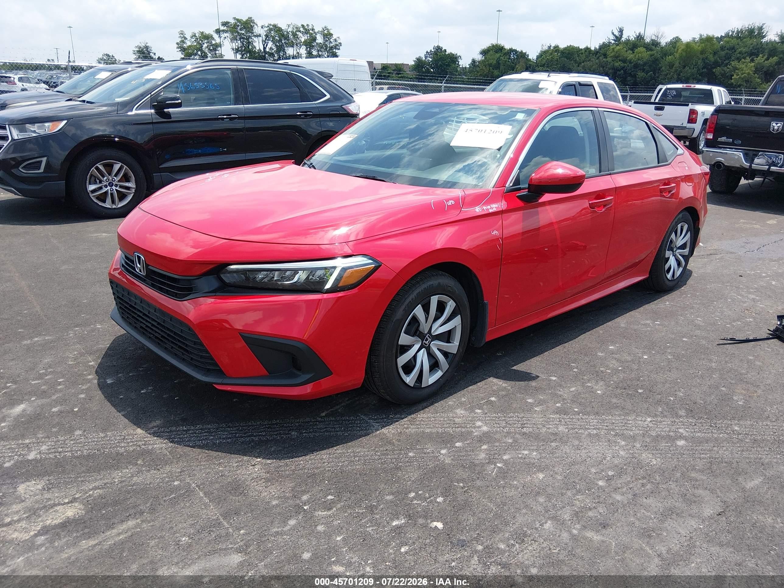 2023 Honda Civic Lx Red vin: 2HGFE2F28PH554541