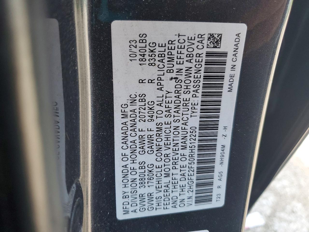 2024 Honda Civic Sport Gray vin: 2HGFE2F50RH512250