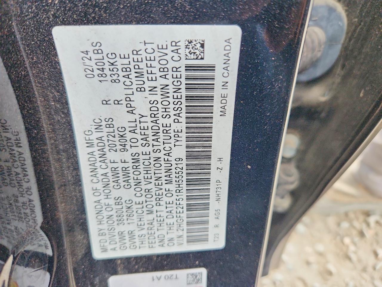2024 Honda Civic Sport Black vin: 2HGFE2F51RH555219