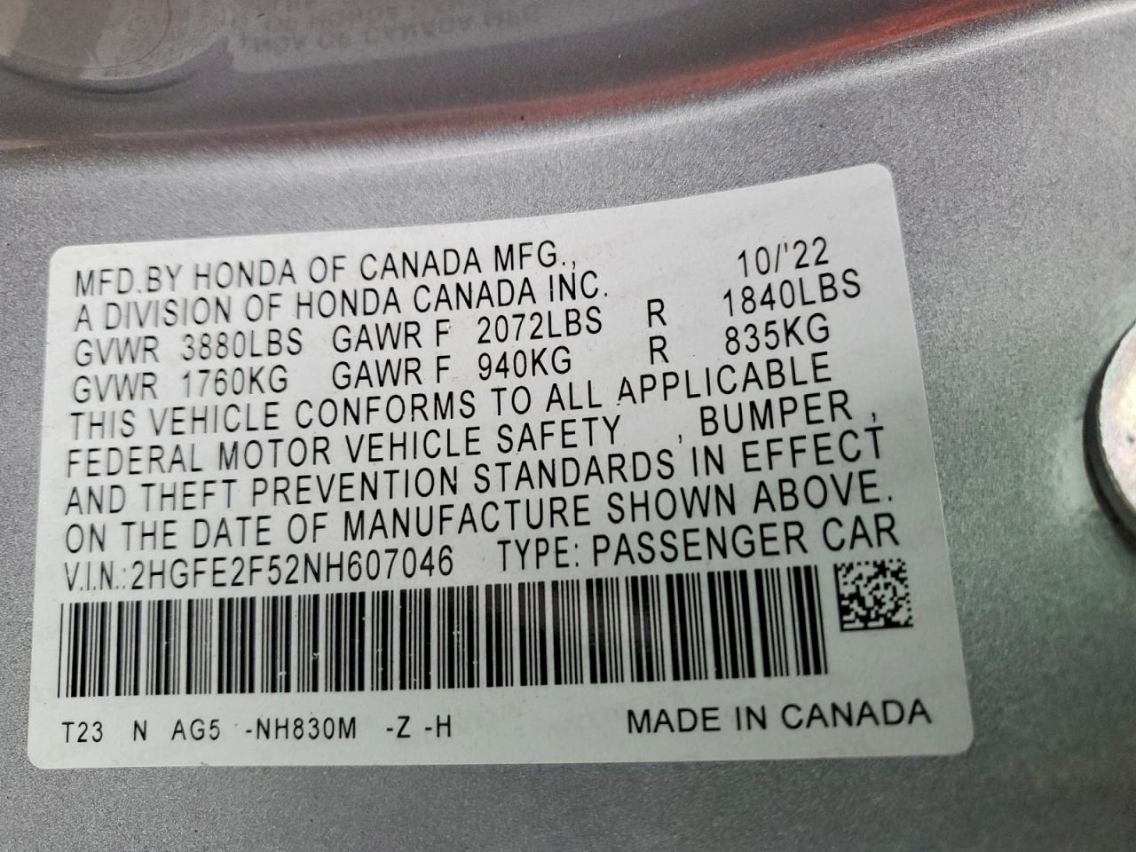 2022 Honda Civic Sport Silver vin: 2HGFE2F52NH607046