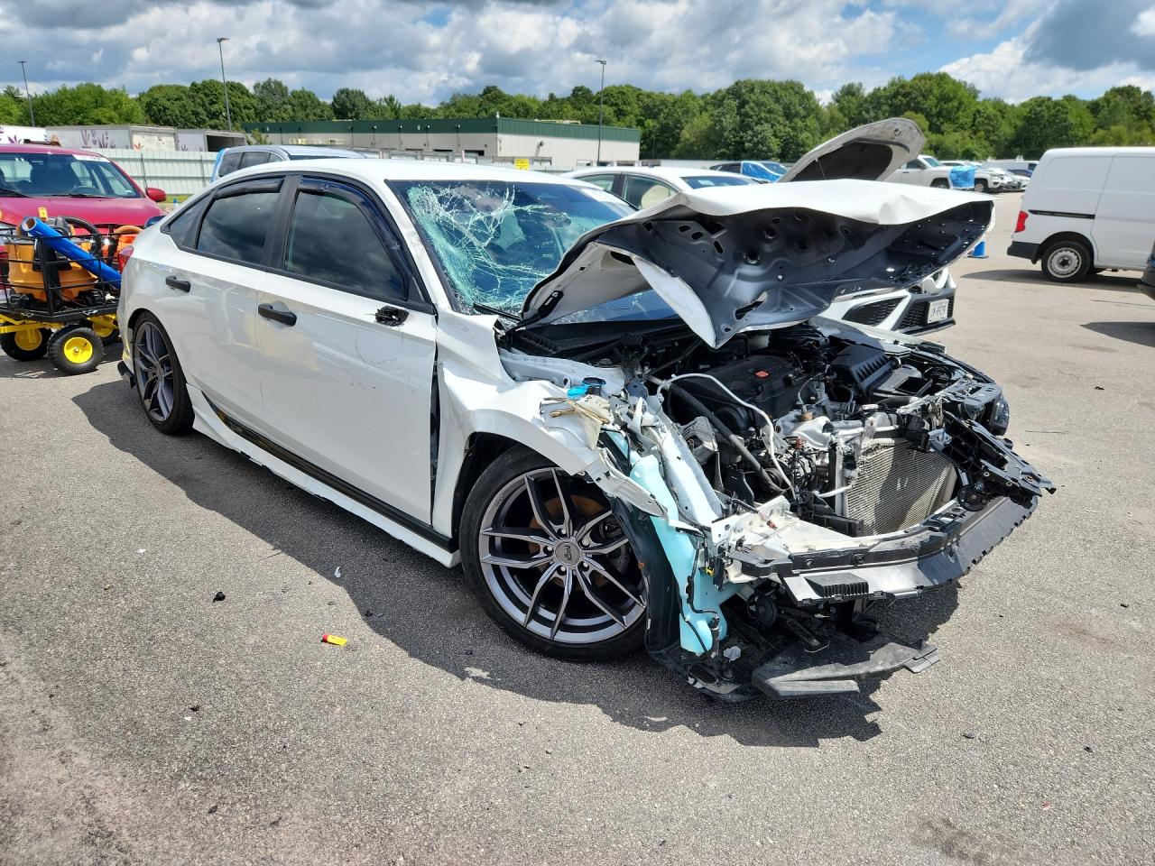 2023 Honda Civic Sport White vin: 2HGFE2F52PH542878 Damage: Windshield, Broken, Replacement Required