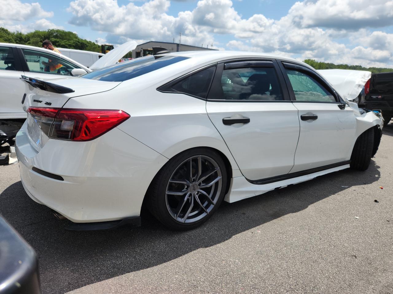2023 Honda Civic Sport White vin: 2HGFE2F52PH542878 Damage: Right Rocker Panel Molding, Broken, Replacement Required