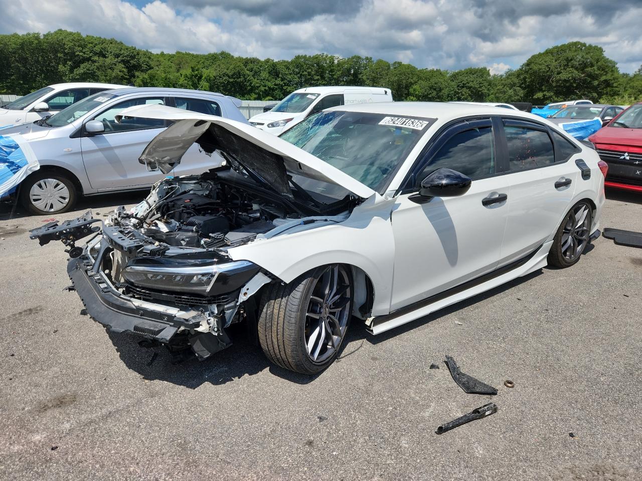 2023 Honda Civic Sport White vin: 2HGFE2F52PH542878 Damage: Left Front Fender, Dent(S) W/ Paint Dmg, 5 To 6 Inches
