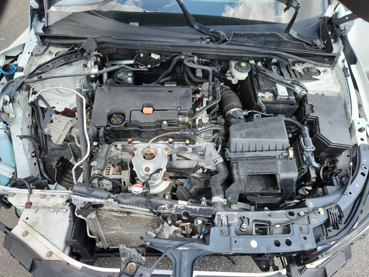 2023 Honda Civic Sport White vin: 2HGFE2F52PH542878 Damage: Radiator, Bent, Replacement Required