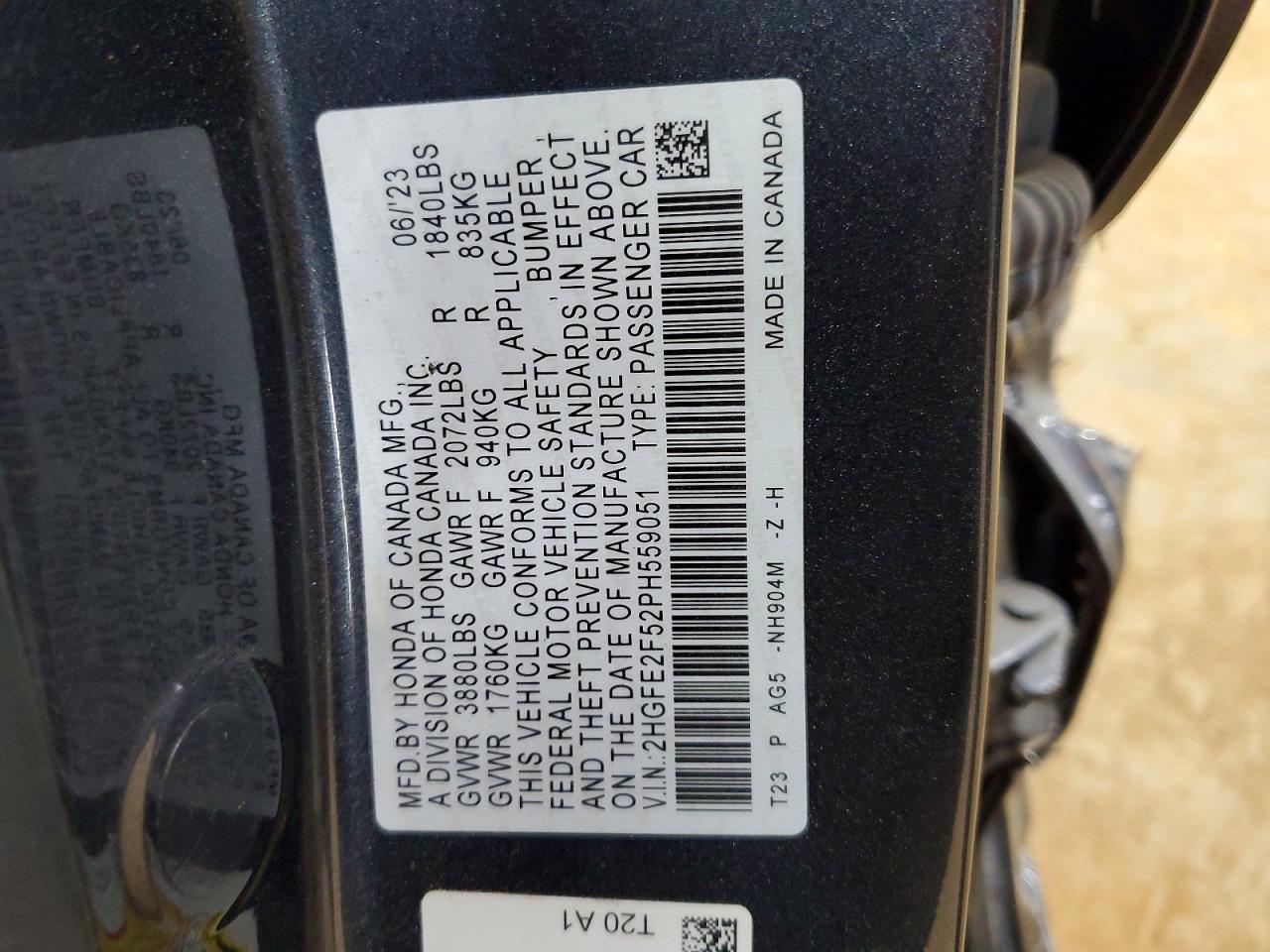 2023 Honda Civic Sport Gray vin: 2HGFE2F52PH559051