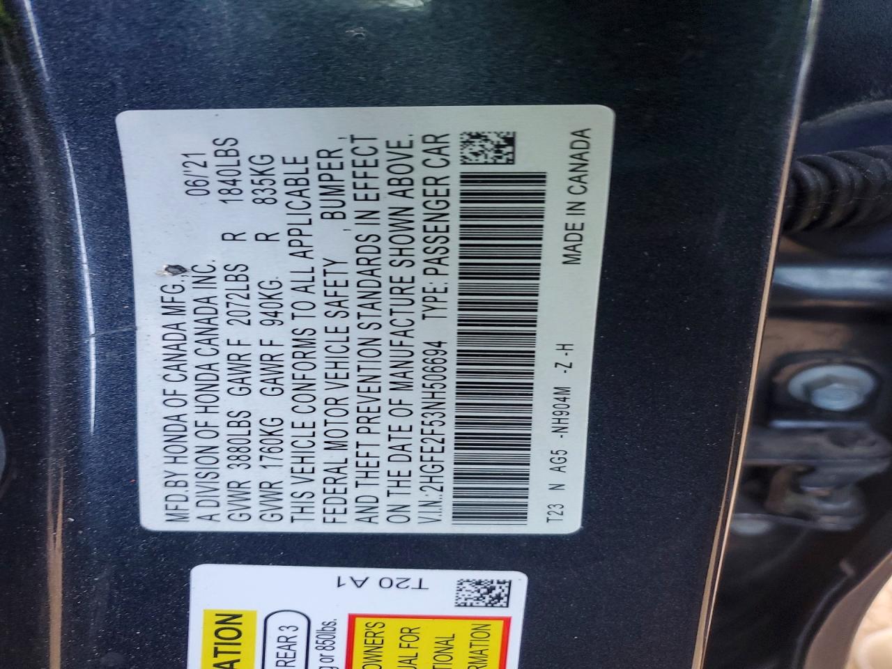 2022 Honda Civic Sport Gray vin: 2HGFE2F53NH506694