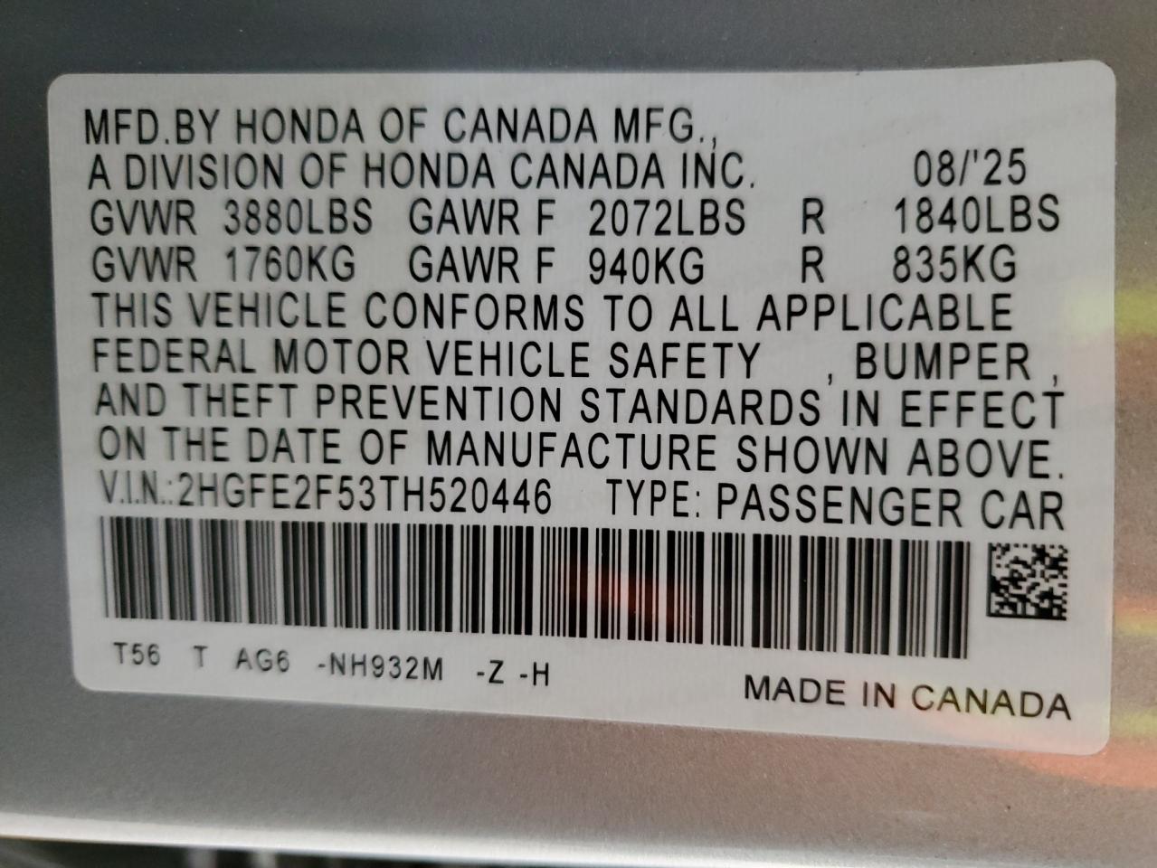 2026 Honda Civic Sport Silver vin: 2HGFE2F53TH520446