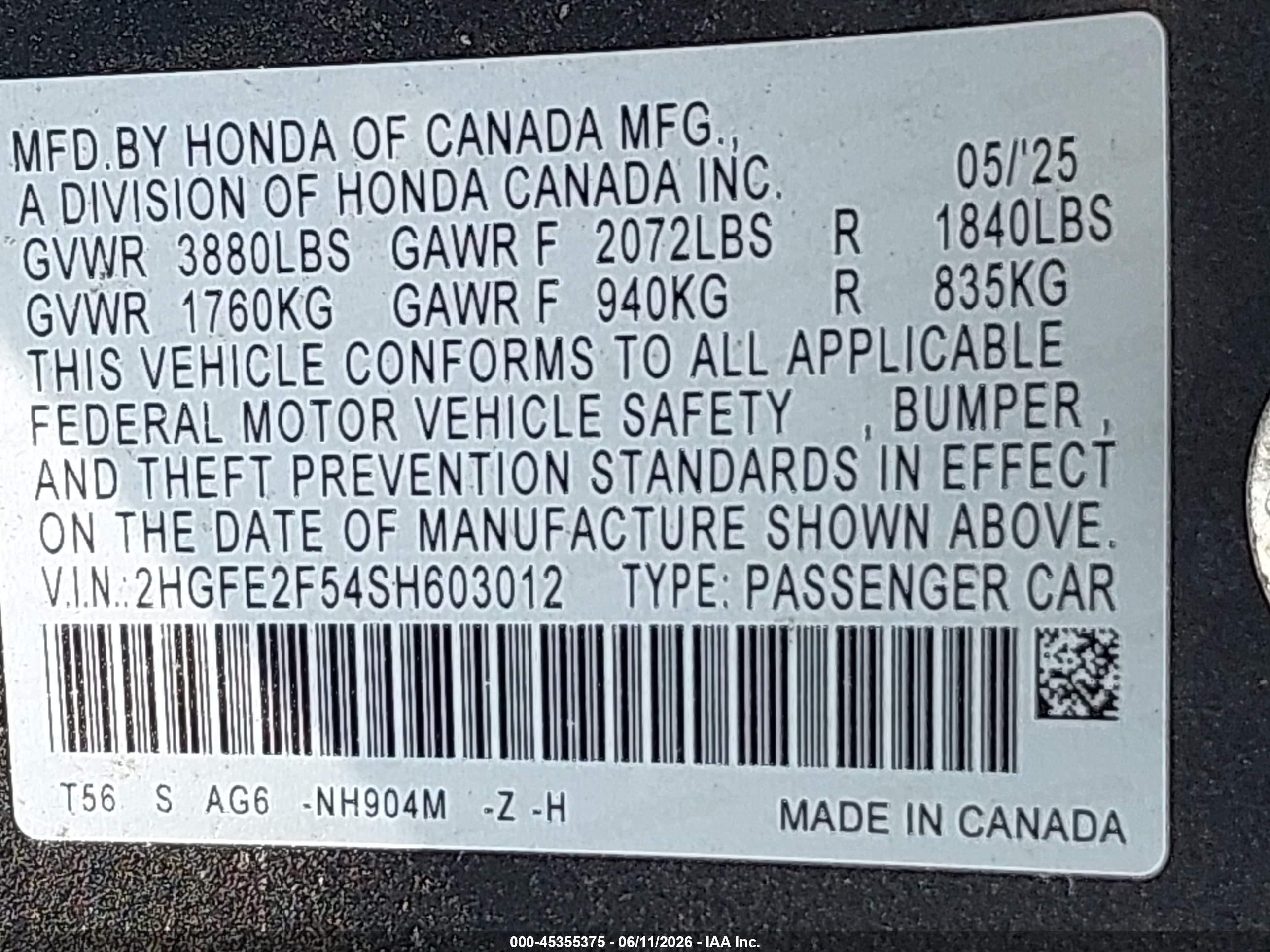 2025 Honda Civic Sport Blue vin: 2HGFE2F54SH603012
