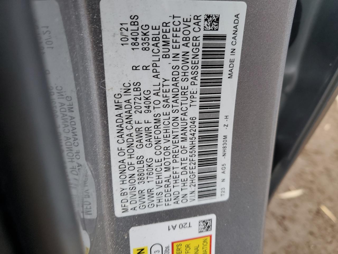 2022 Honda Civic Sport Silver vin: 2HGFE2F55NH542046