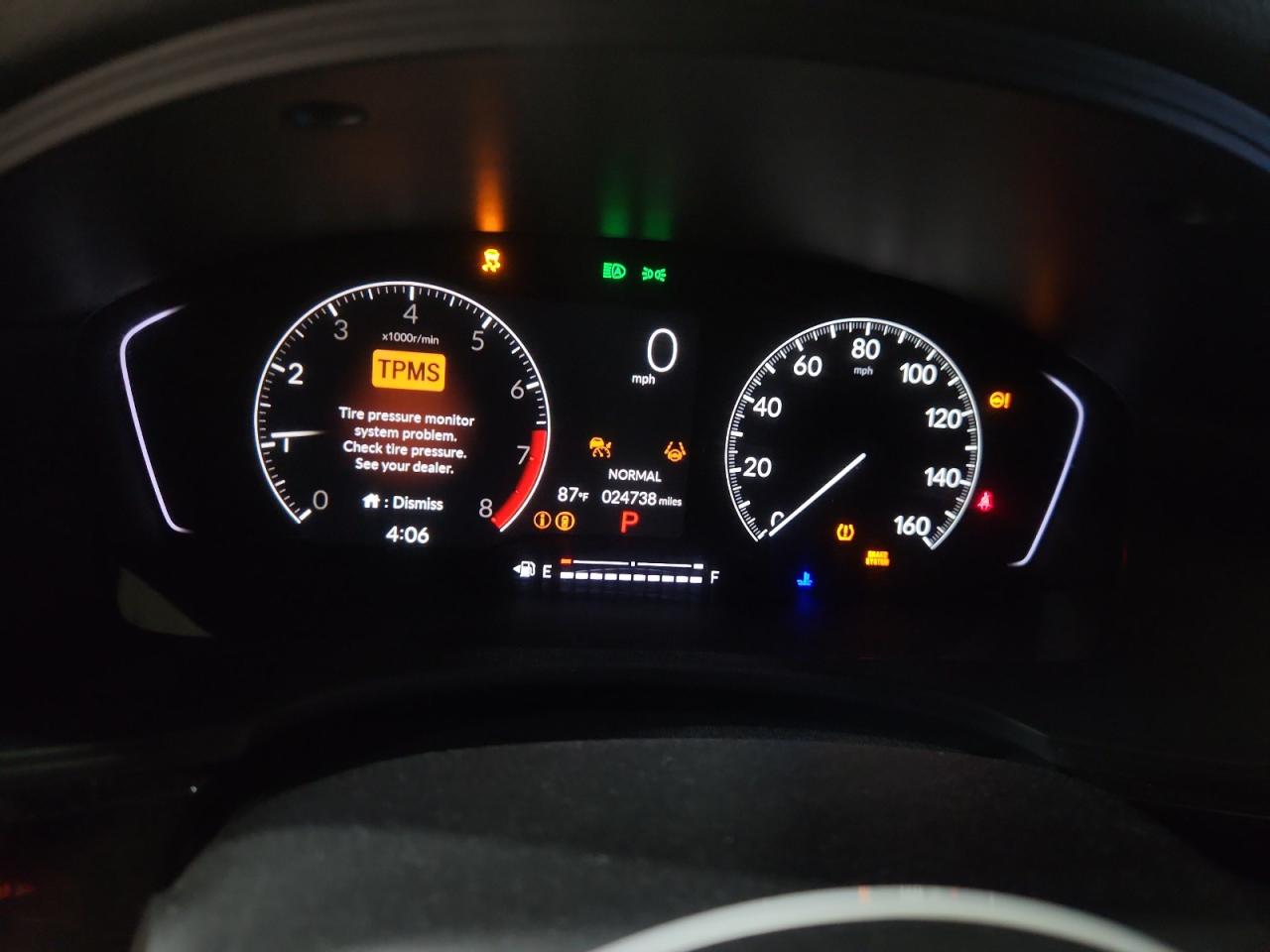 2025 Honda Civic Sport Silver vin: 2HGFE2F55SH604153 Damage: Warning - Tire Pressure, On, Unacceptable