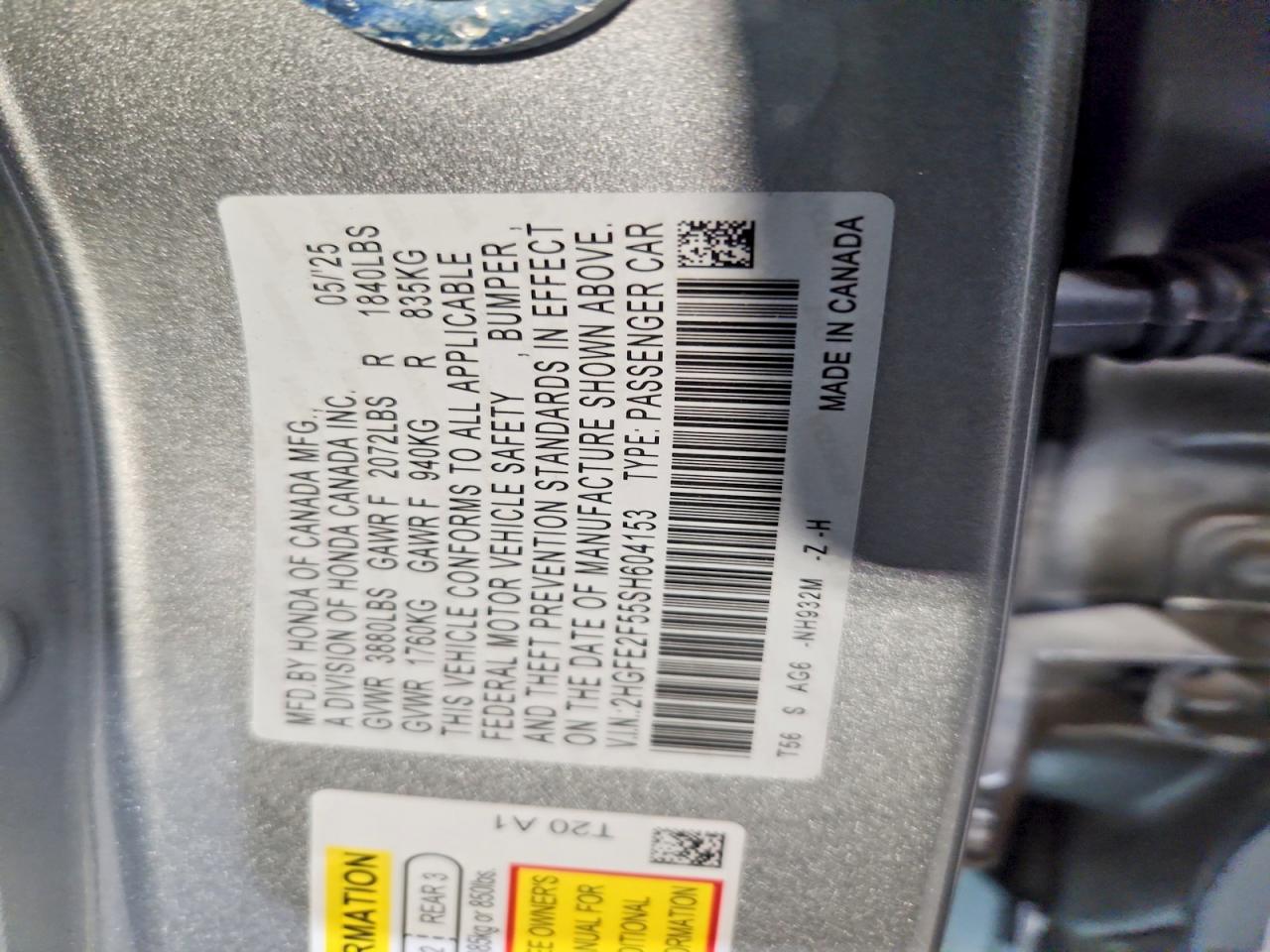 2025 Honda Civic Sport Silver vin: 2HGFE2F55SH604153
