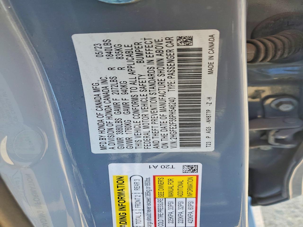 2023 Honda Civic Sport Серый vin: 2HGFE2F56PH546240