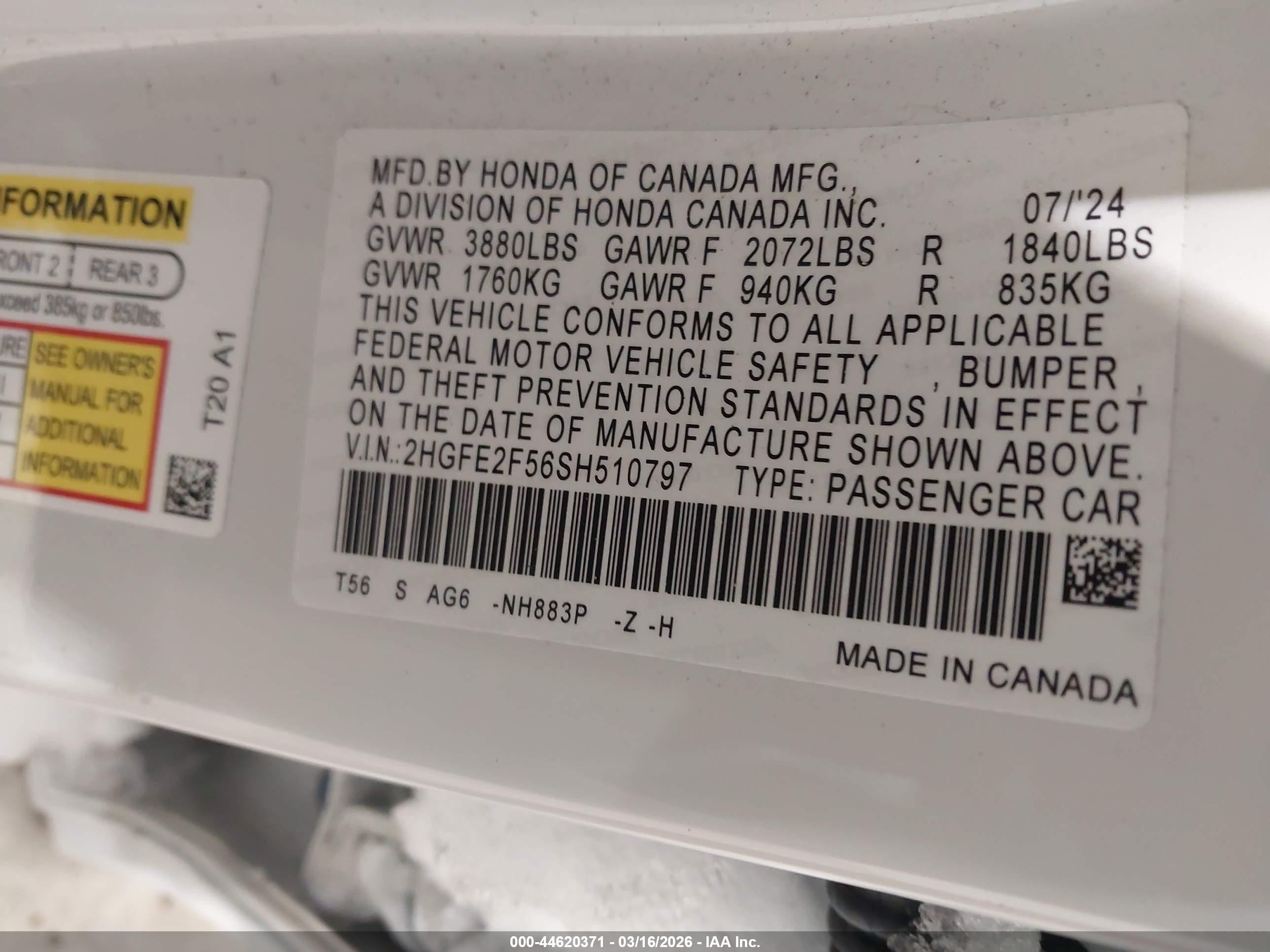2025 Honda Civic Sport White vin: 2HGFE2F56SH510797