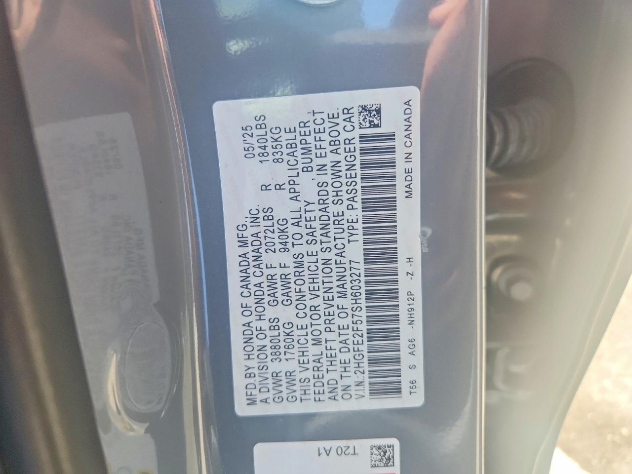 2025 Honda Civic Sport Gray vin: 2HGFE2F57SH603277