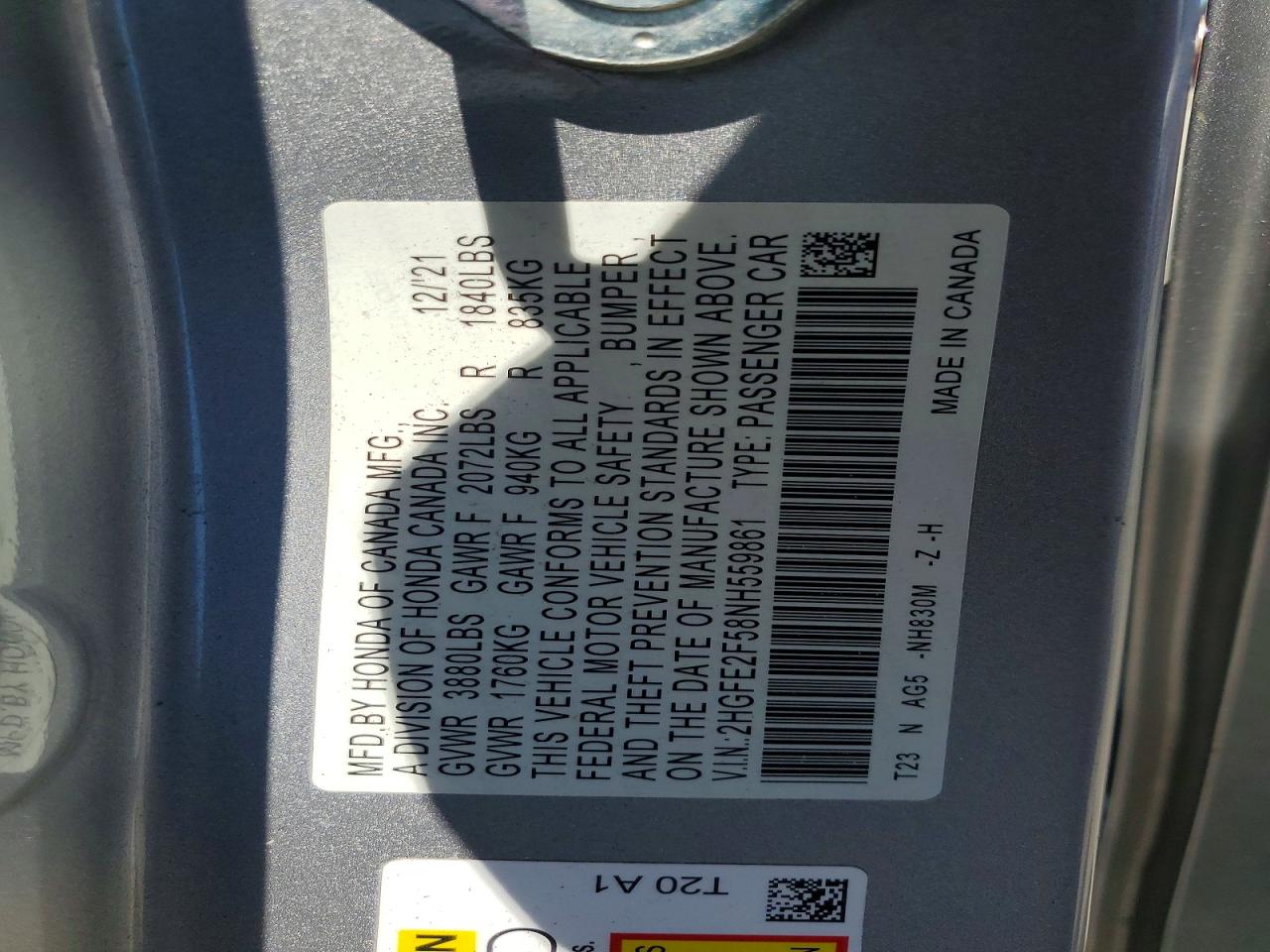 2022 Honda Civic Sport Silver vin: 2HGFE2F58NH559861
