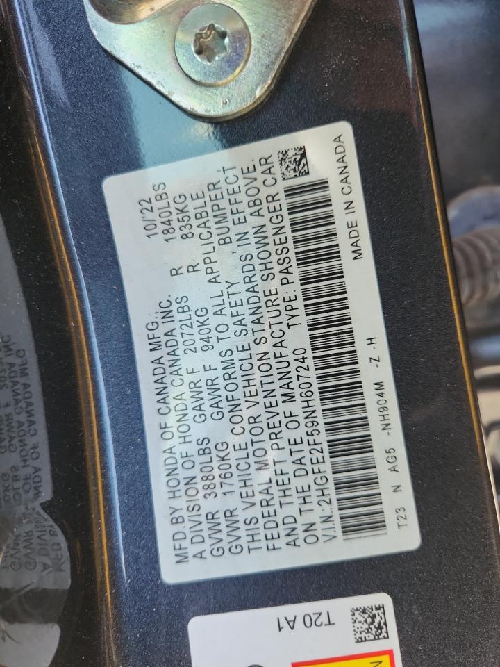 2022 Honda Civic Sport Gray vin: 2HGFE2F59NH607240