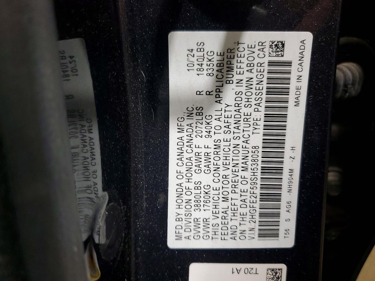 2025 Honda Civic Sport Charcoal vin: 2HGFE2F59SH538058