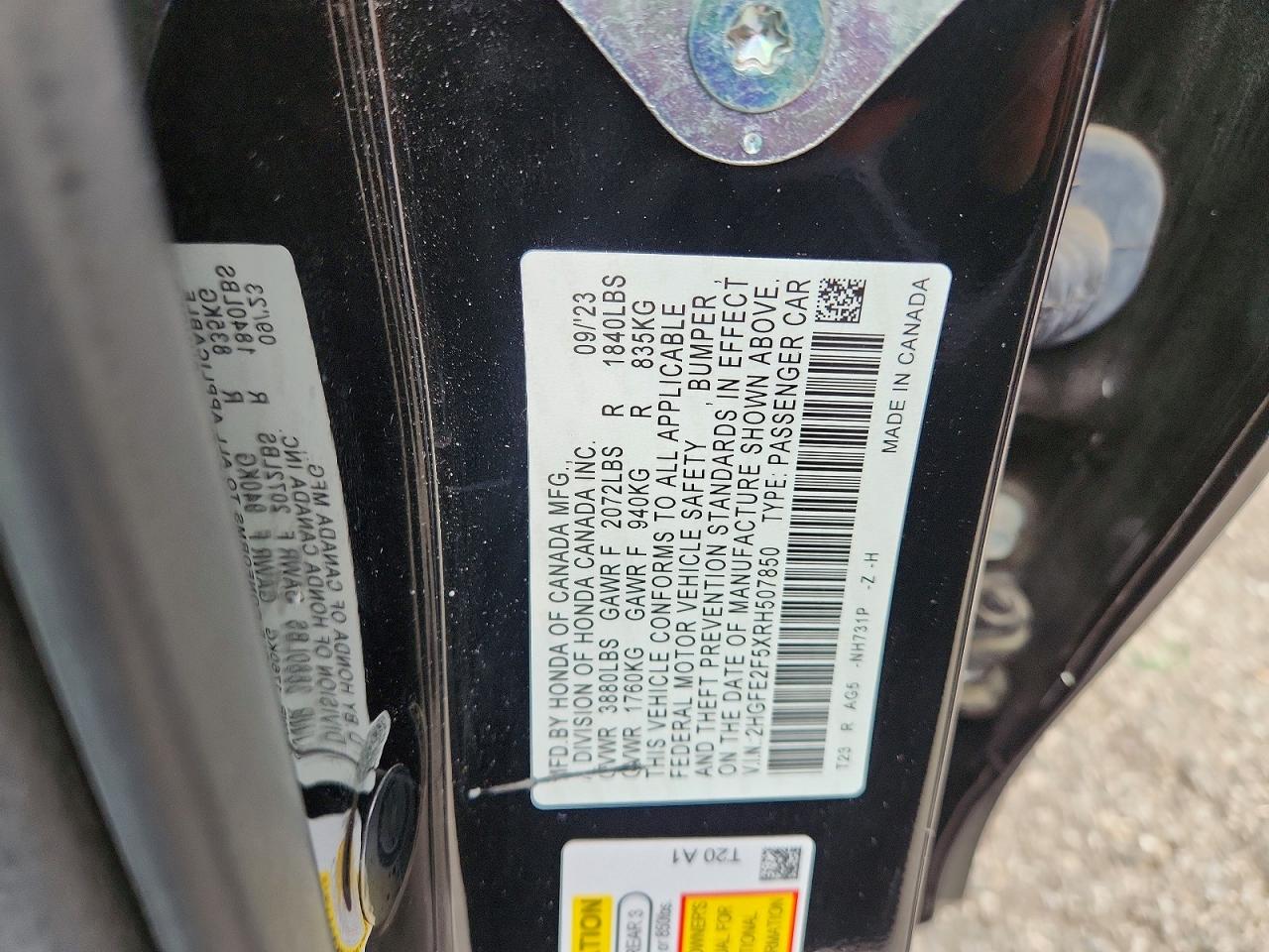 2024 Honda Civic Sport Black vin: 2HGFE2F5XRH507850