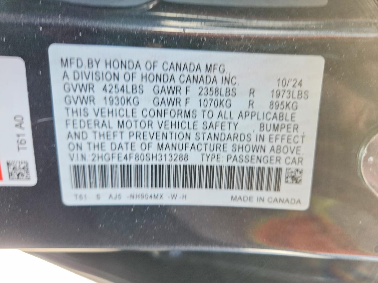 2025 Honda Civic Sport Gray vin: 2HGFE4F80SH313288