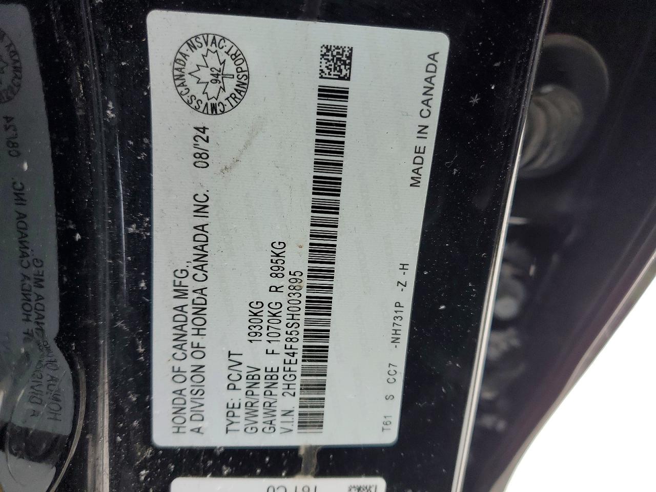 2025 Honda Civic Sport Черный vin: 2HGFE4F85SH003895