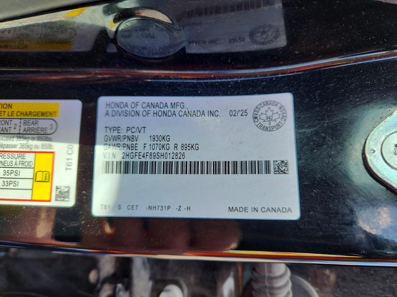 2025 Honda Civic Sport Black vin: 2HGFE4F89SH012826