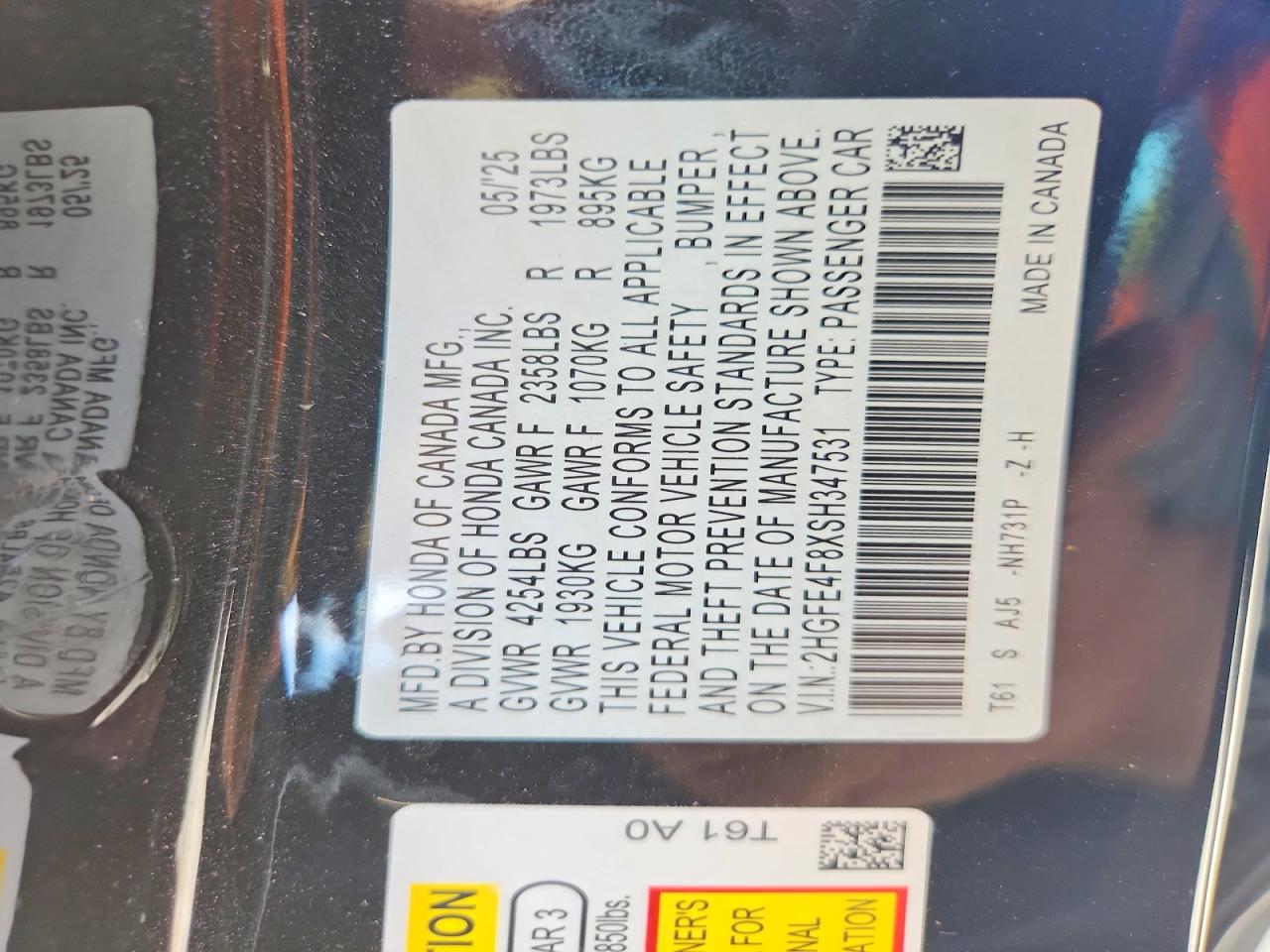 2025 Honda Civic Sport Black vin: 2HGFE4F8XSH347531