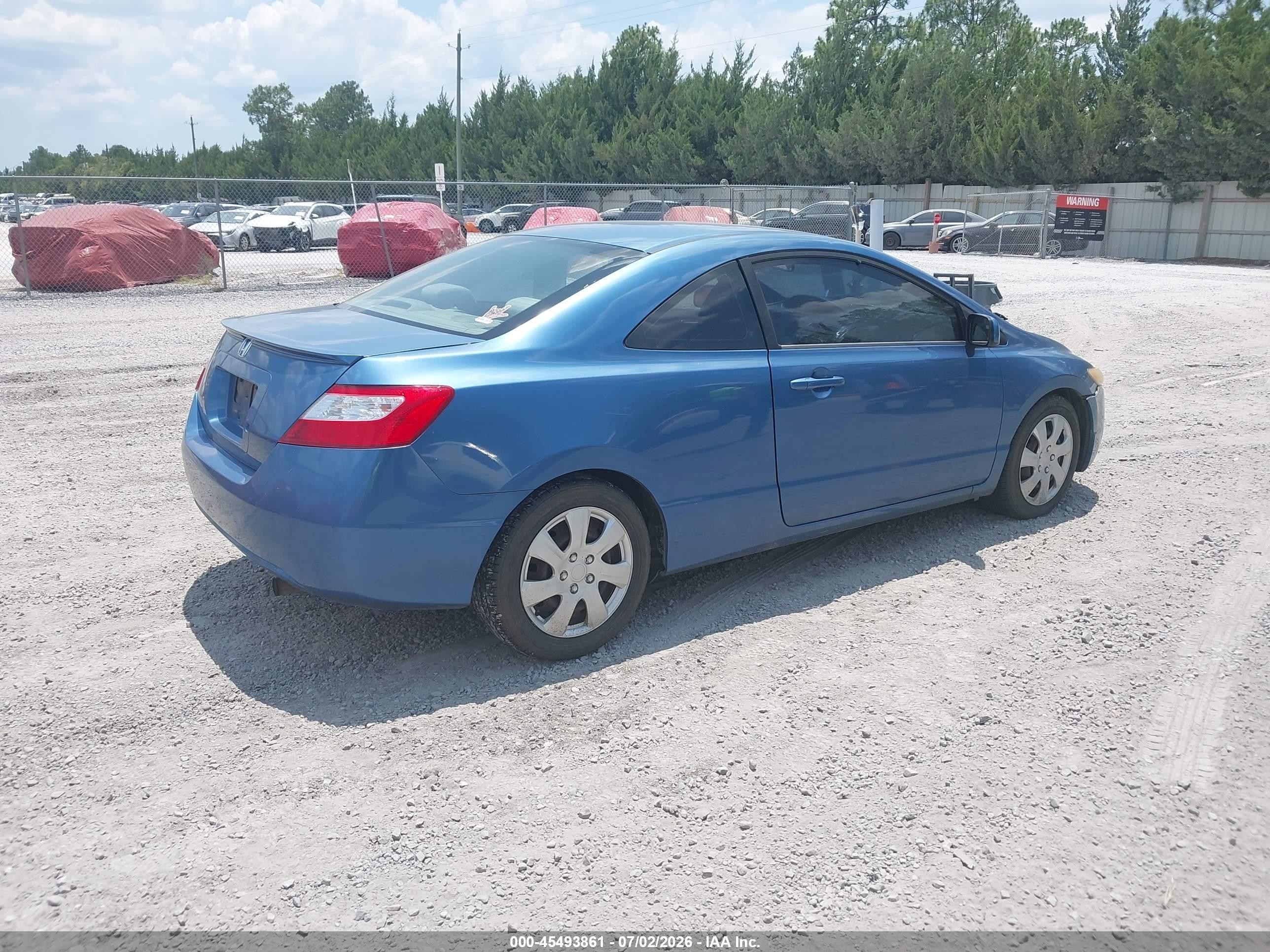 2007 Honda Civic Lx Blue vin: 2HGFG11607H582011