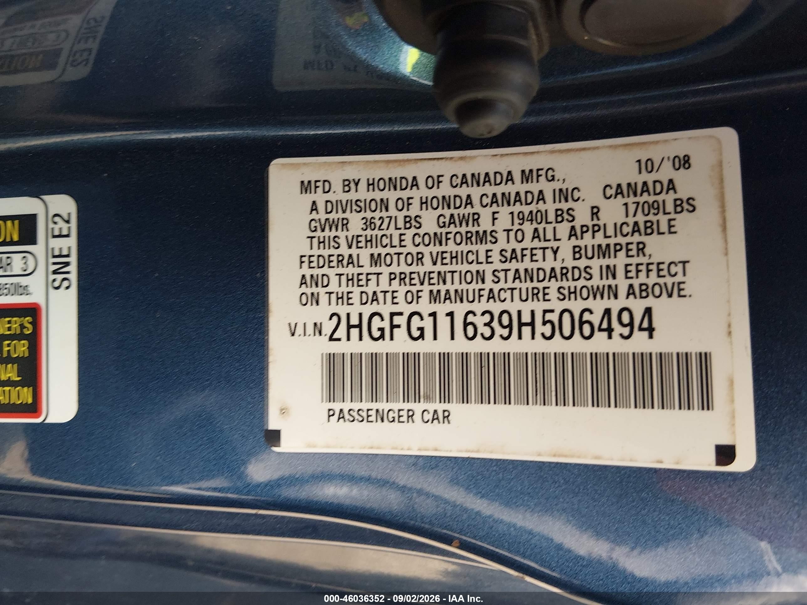 2009 Honda Civic Lx Синий vin: 2HGFG11639H506494