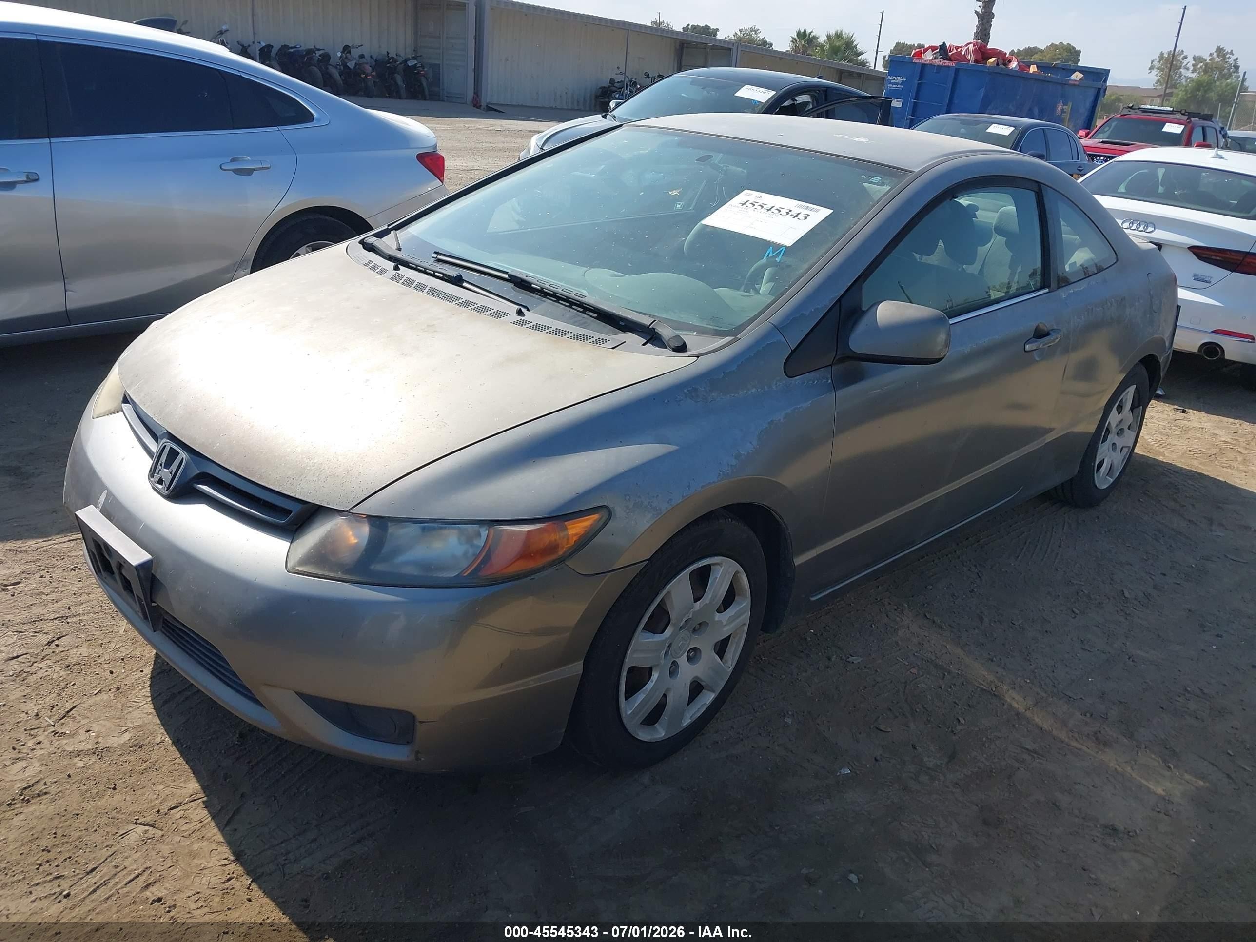 2007 Honda Civic Lx Gray vin: 2HGFG11667H514327