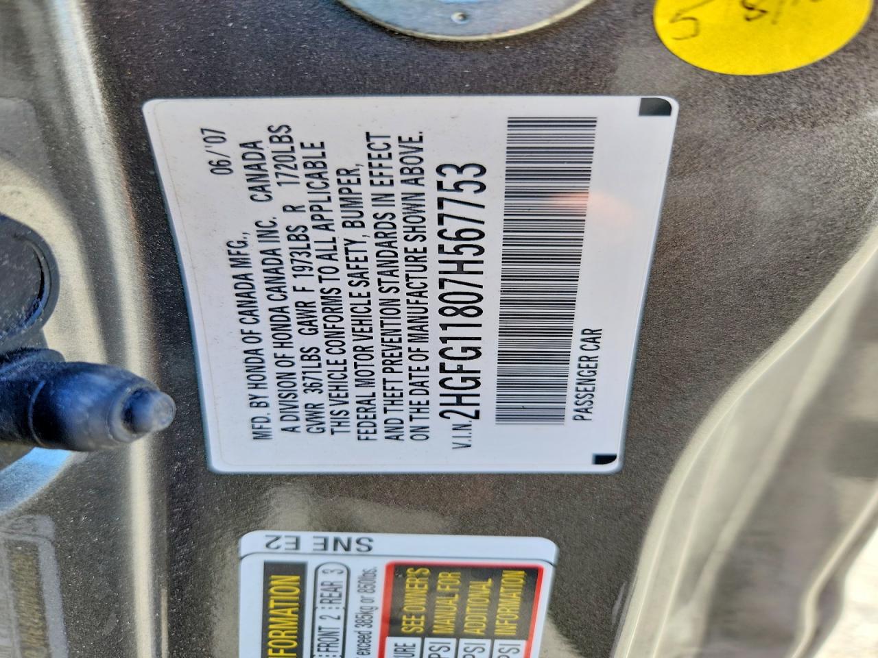 2007 Honda Civic Ex Gray vin: 2HGFG11807H567753