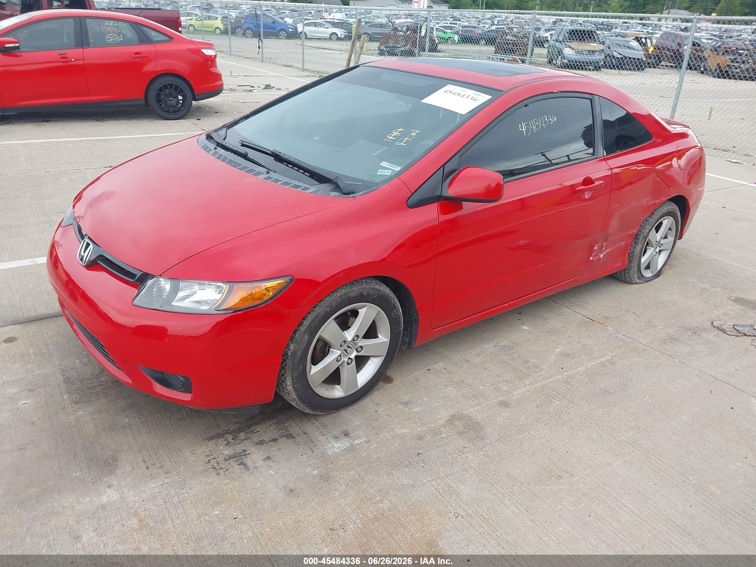 2006 Honda Civic Ex Red vin: 2HGFG11826H553500