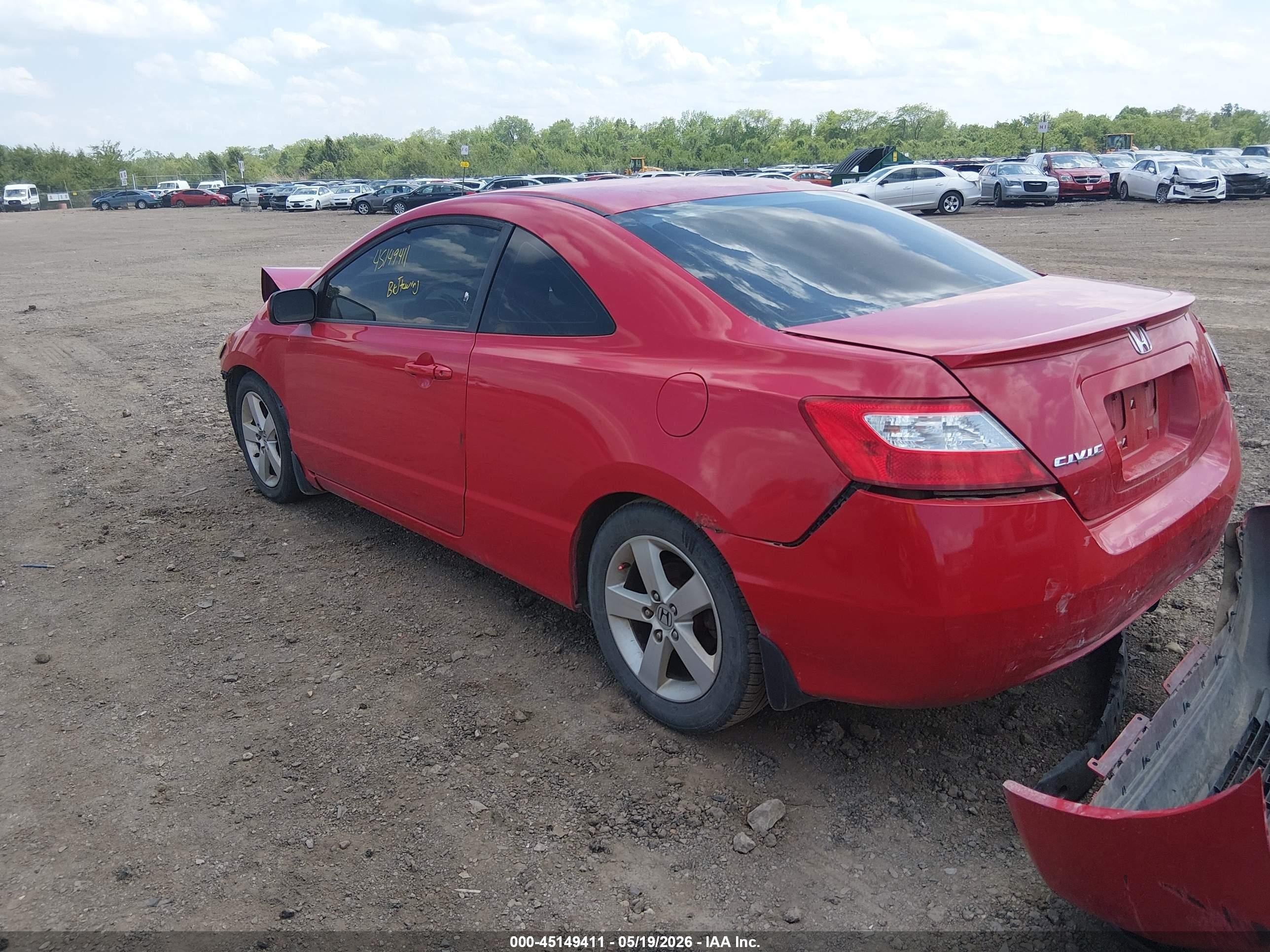 2007 Honda Civic Ex Red vin: 2HGFG11827H574624