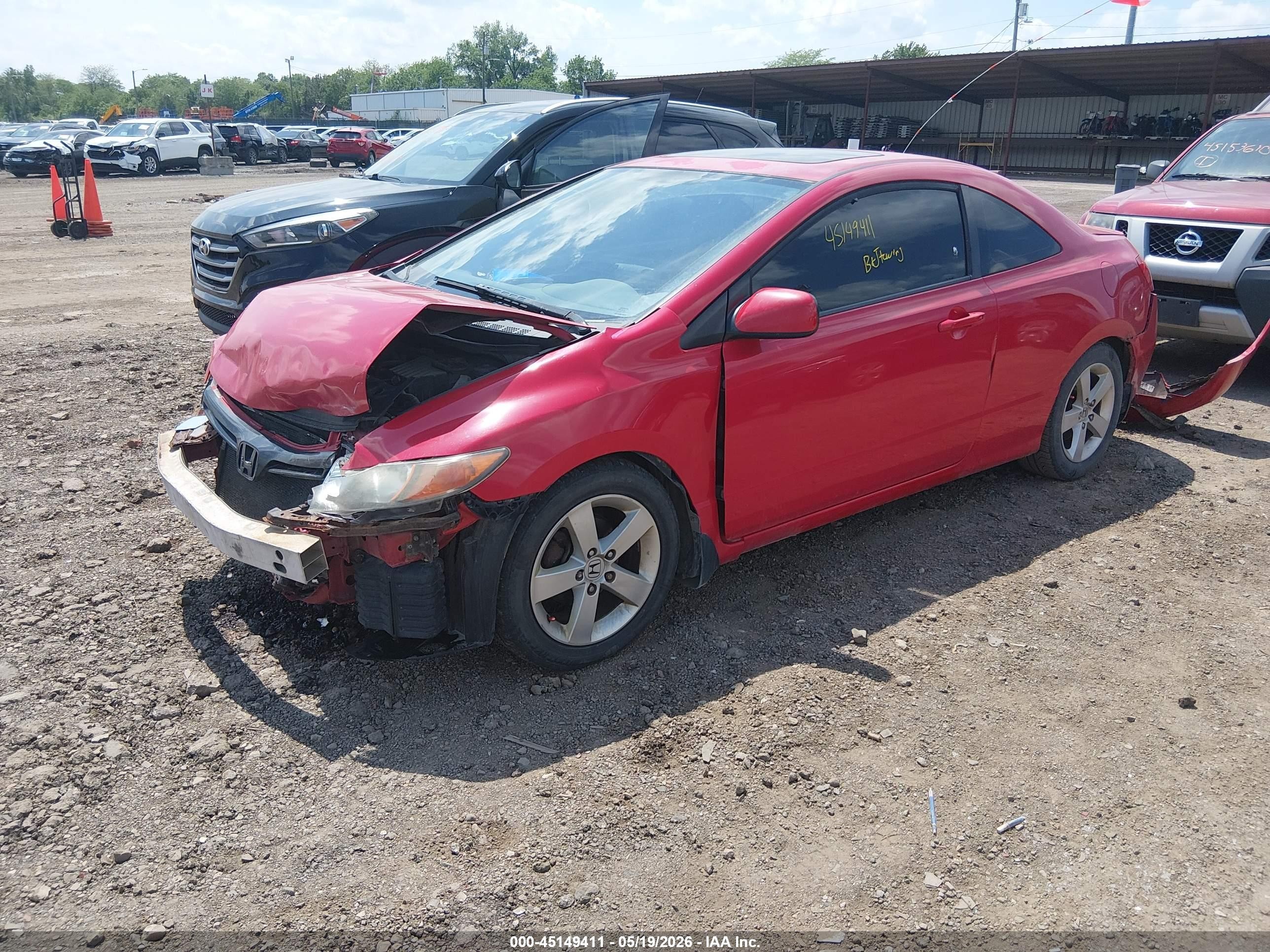 2007 Honda Civic Ex Red vin: 2HGFG11827H574624