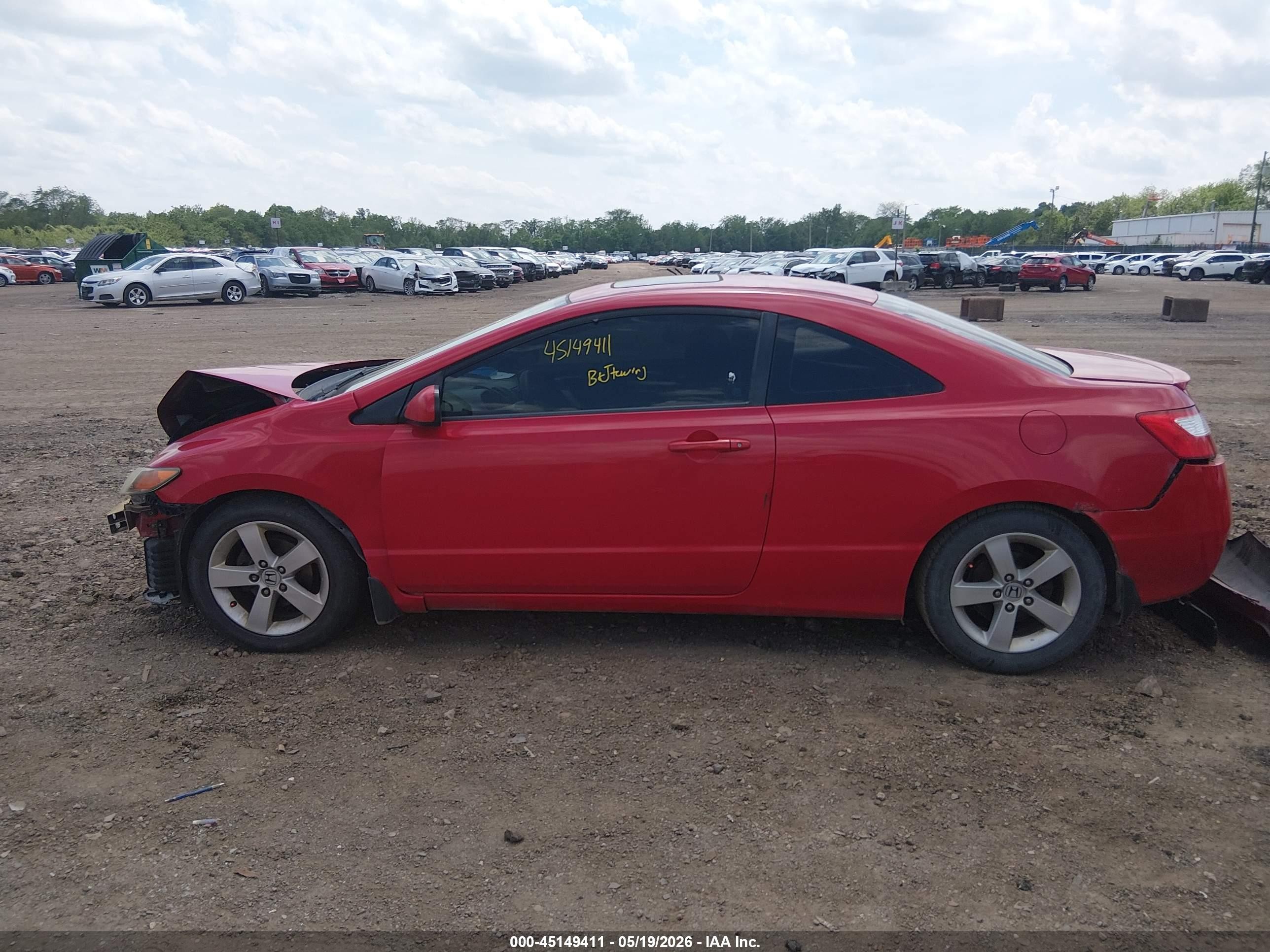 2007 Honda Civic Ex Red vin: 2HGFG11827H574624