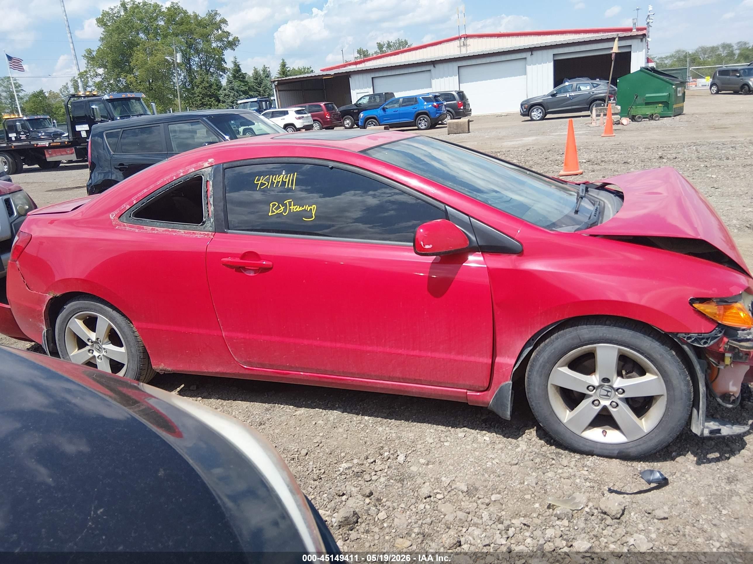 2007 Honda Civic Ex Red vin: 2HGFG11827H574624
