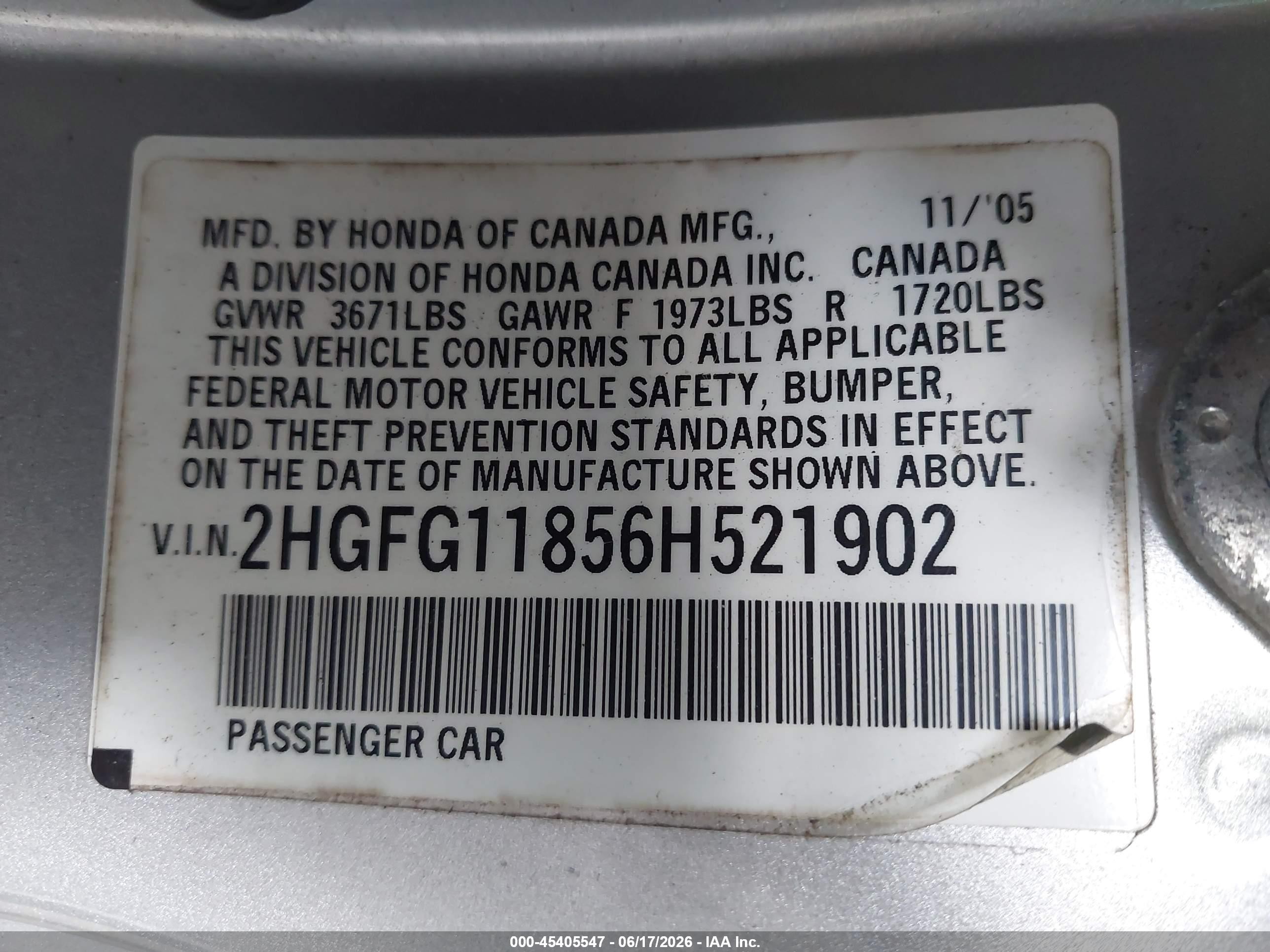 2006 Honda Civic Ex Gray vin: 2HGFG11856H521902