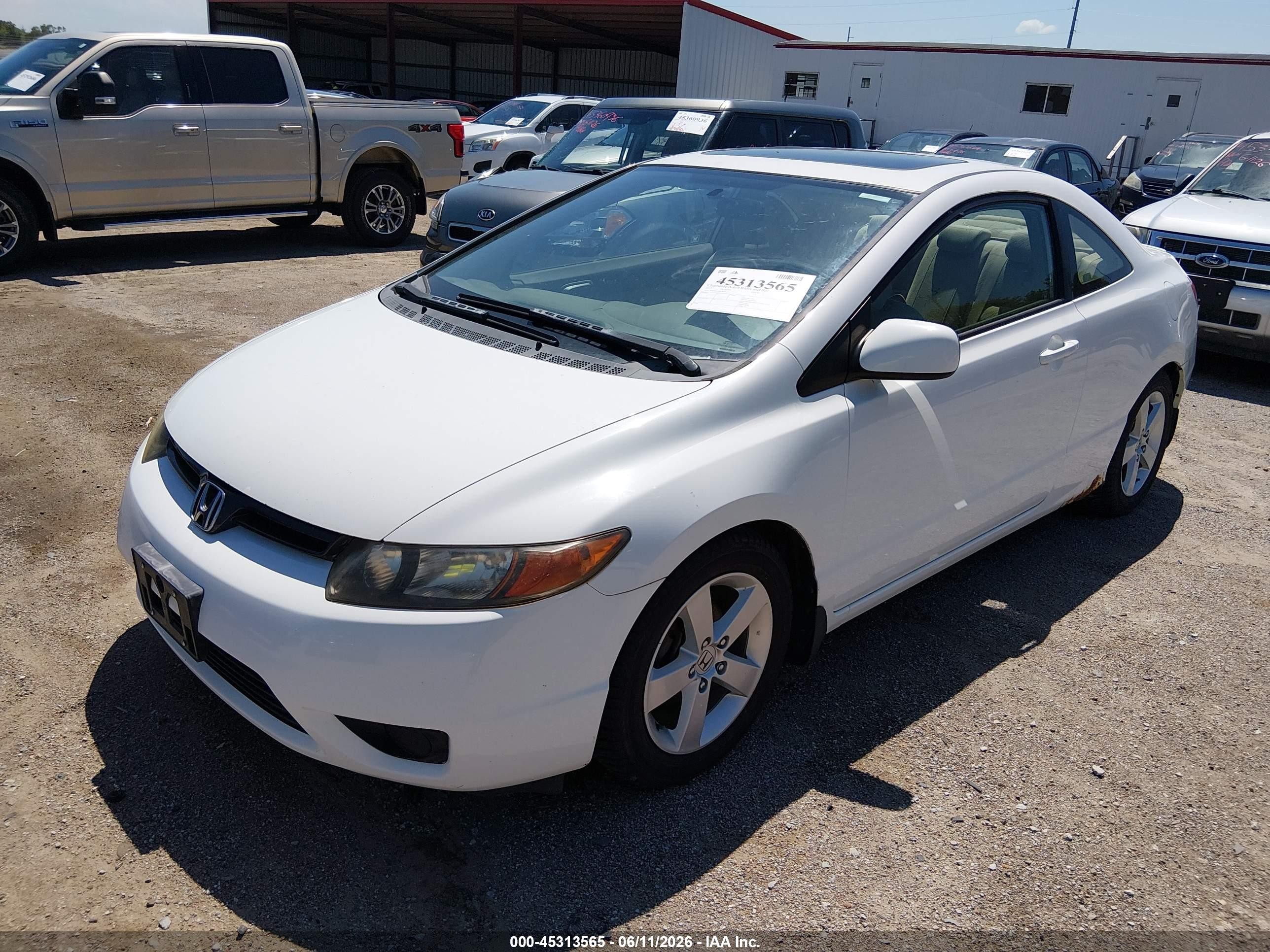 2007 Honda Civic Ex White vin: 2HGFG11857H512537