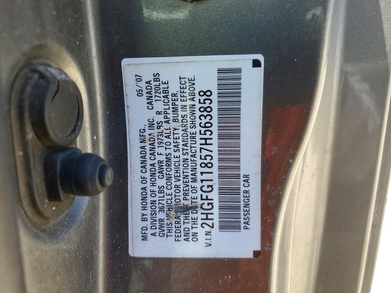 2007 Honda Civic Ex Gray vin: 2HGFG11857H563858