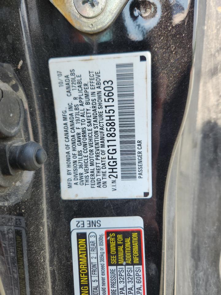 2008 Honda Civic Ex Черный vin: 2HGFG11858H515603