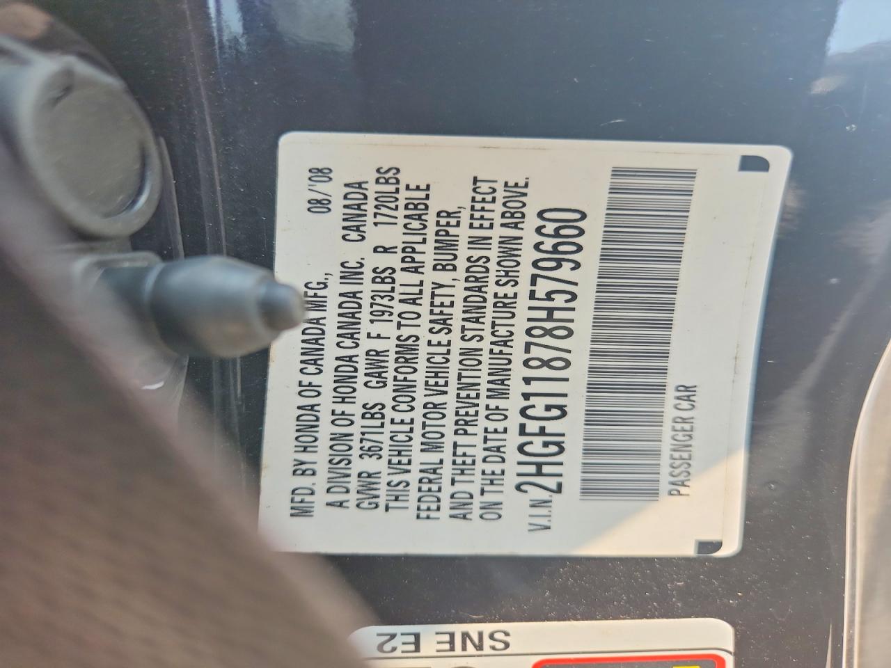 2008 Honda Civic Ex Black vin: 2HGFG11878H579660