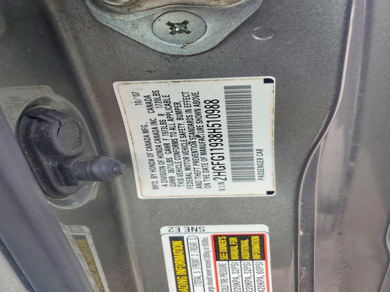 2008 Honda Civic Exl Серый vin: 2HGFG11938H510988