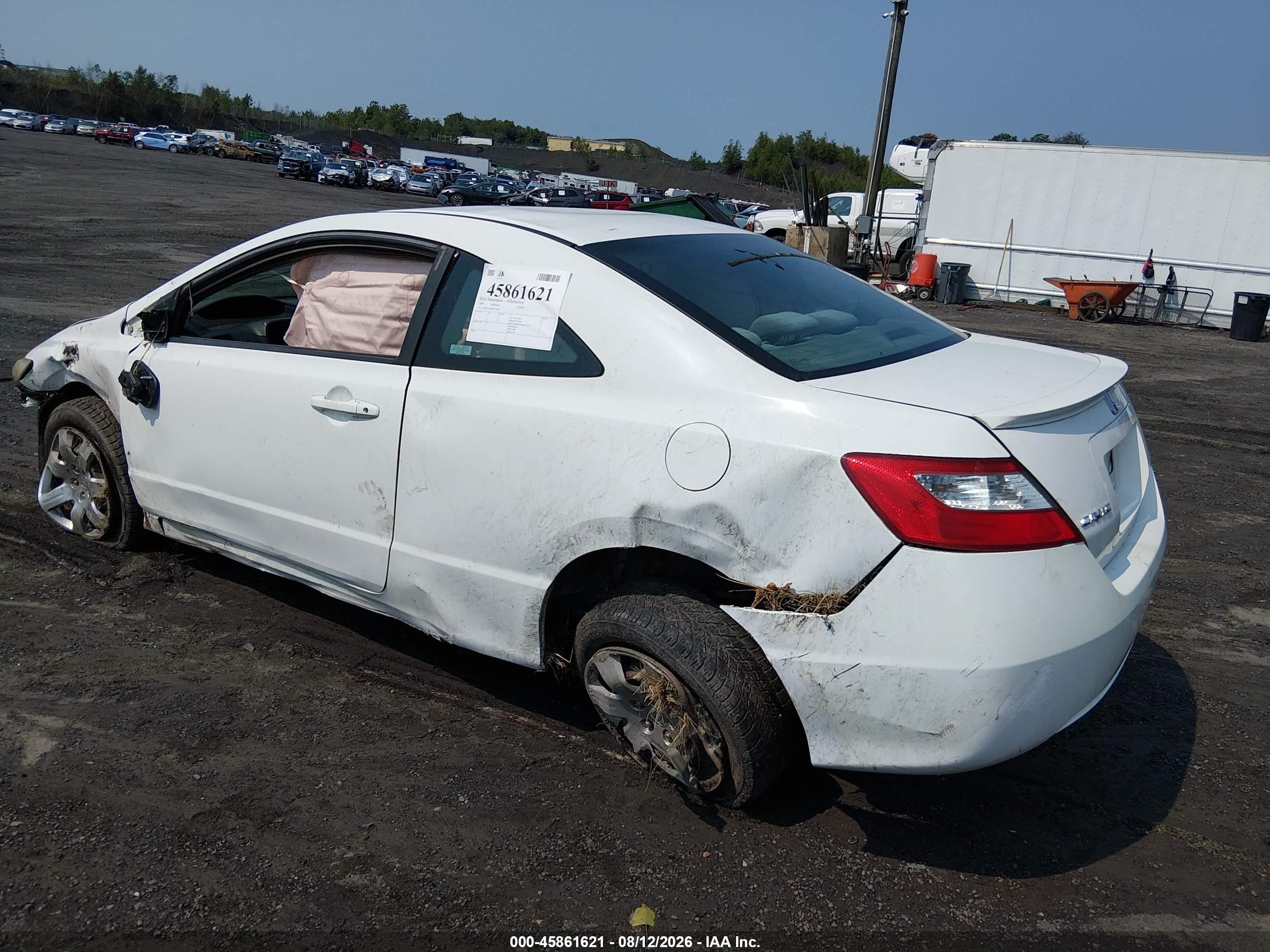 2009 Honda Civic Lx White vin: 2HGFG12609H527091